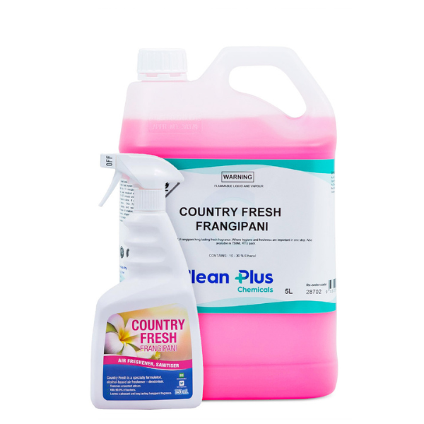 Clean Plus Country Fresh Frangipani Air Freshener & Sanitizer Spray - Eliminate Odors & Disinfect for Home, Office, Car & Bathroom Use