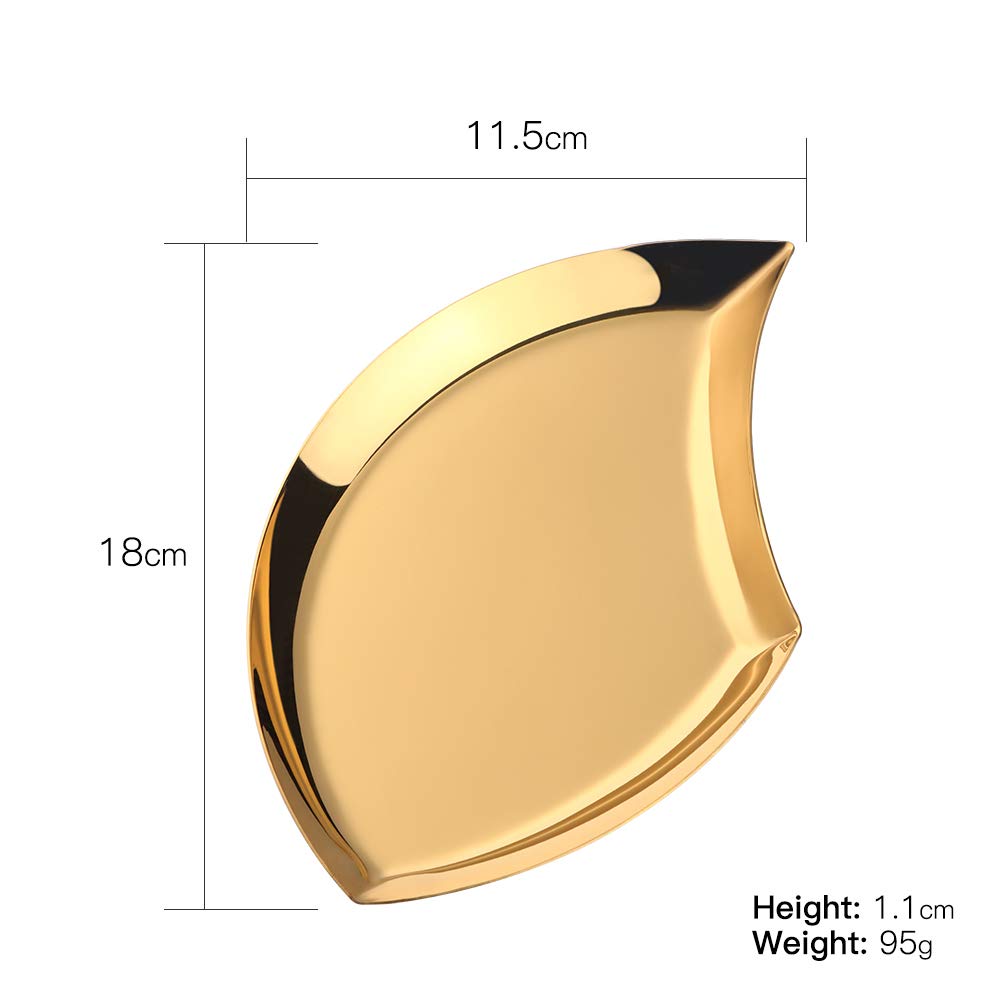 Stainless Steel Party Plates Set of 5 - 7.09 Inch Elegant Gold Fruit & Dessert Plates for Birthday, Wedding, Baby Shower & Holiday Gatherings - Perfect Gift Idea for Home & Kitchen