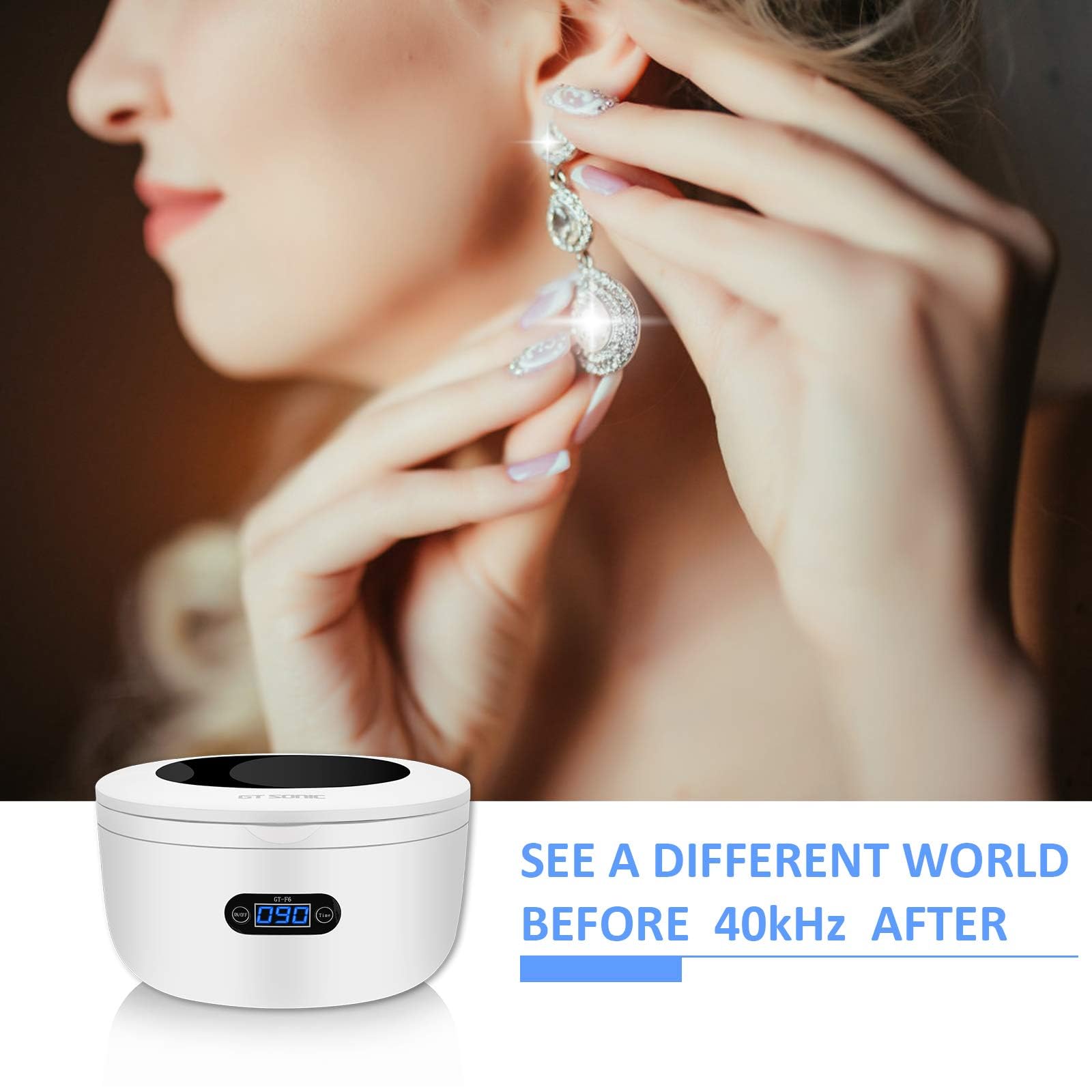 Ultrasonic Jewelry Cleaner for Rings, Watches, Eyeglasses & More - 25oz Tank with Digital Timer - Perfect for Home Jewelry Care, Watch Cleaning & Denture Maintenance