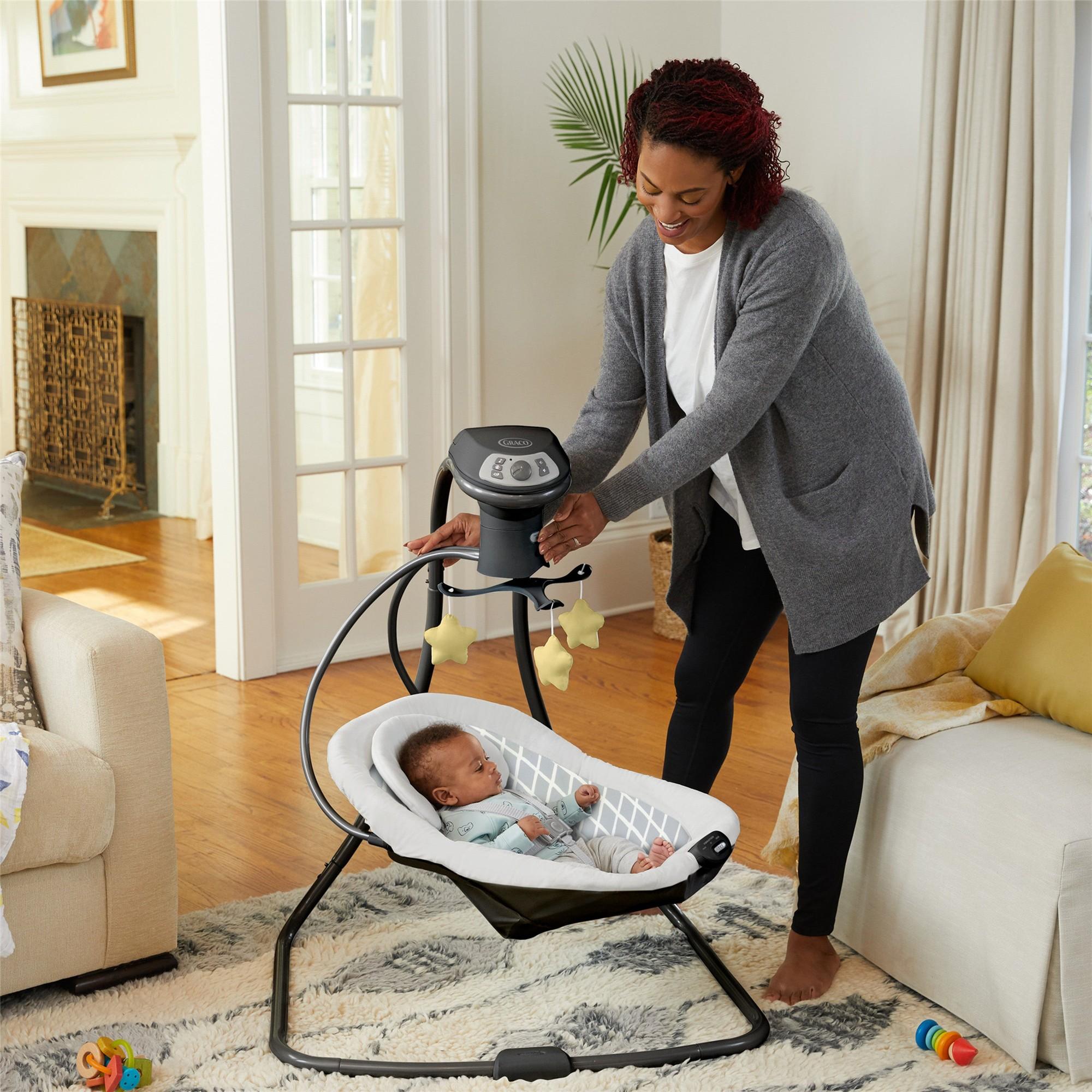 Graco Simple Sway LX Baby Swing with Multi-Direction Lounger - Gentle Soothing Motion for Newborns & Infants - Perfect for Nursery, Living Room & Bedroom Use