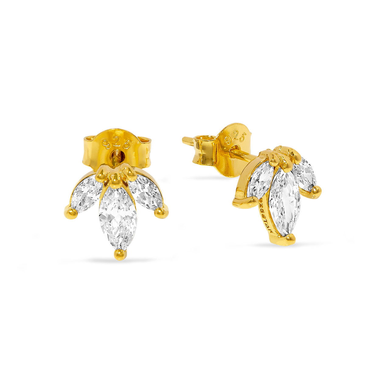 Trinity Sparkle Stud Earrings in Gold - Elegant & Dainty Jewelry for Women, Perfect for Parties, Weddings & Everyday Wear