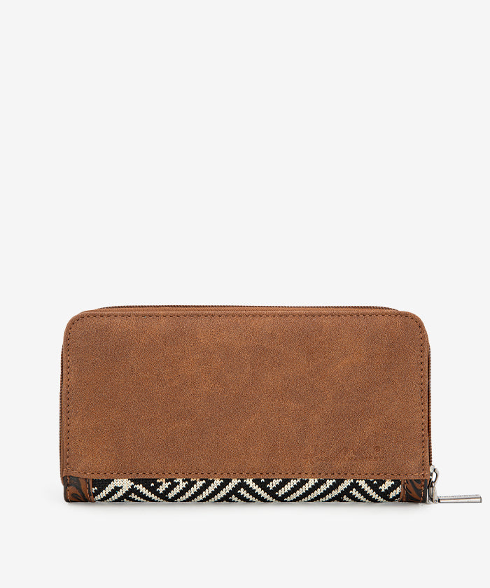 Montana West Southwestern Tooled Leather Wallet for Women - Stylish Cowhide Bifold with Card Slots & ID Window - Perfect for Everyday Use, Travel & Western Fashion