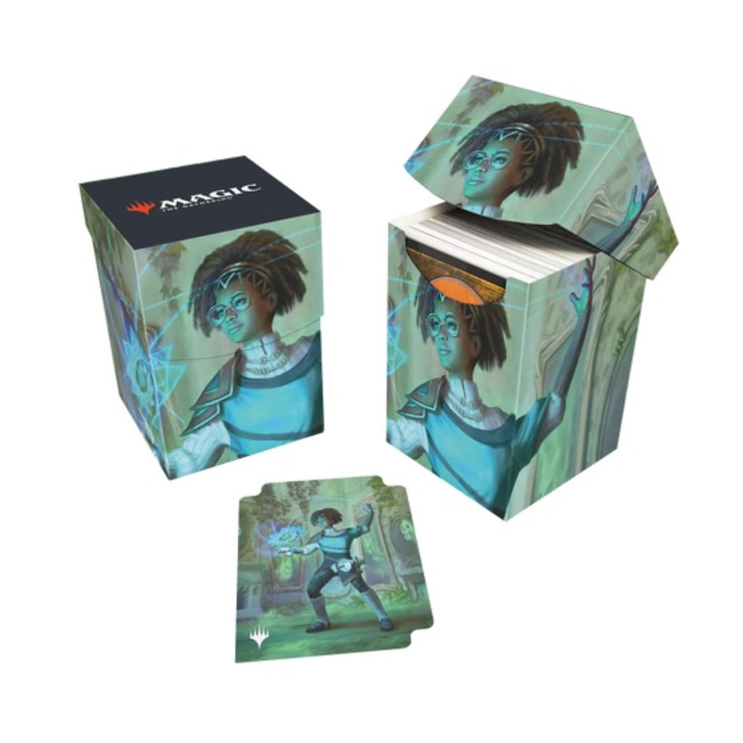 Ultra Pro MTG Duskmourn 100+ Deck Box for Magic: The Gathering - Commander Zimone & Mystery Unraveler Edition | Holds 100+ Double Sleeved Cards | Secure Lid with Vibrant MTG Art | Perfect for Card Storage, Game Nights & Collectors