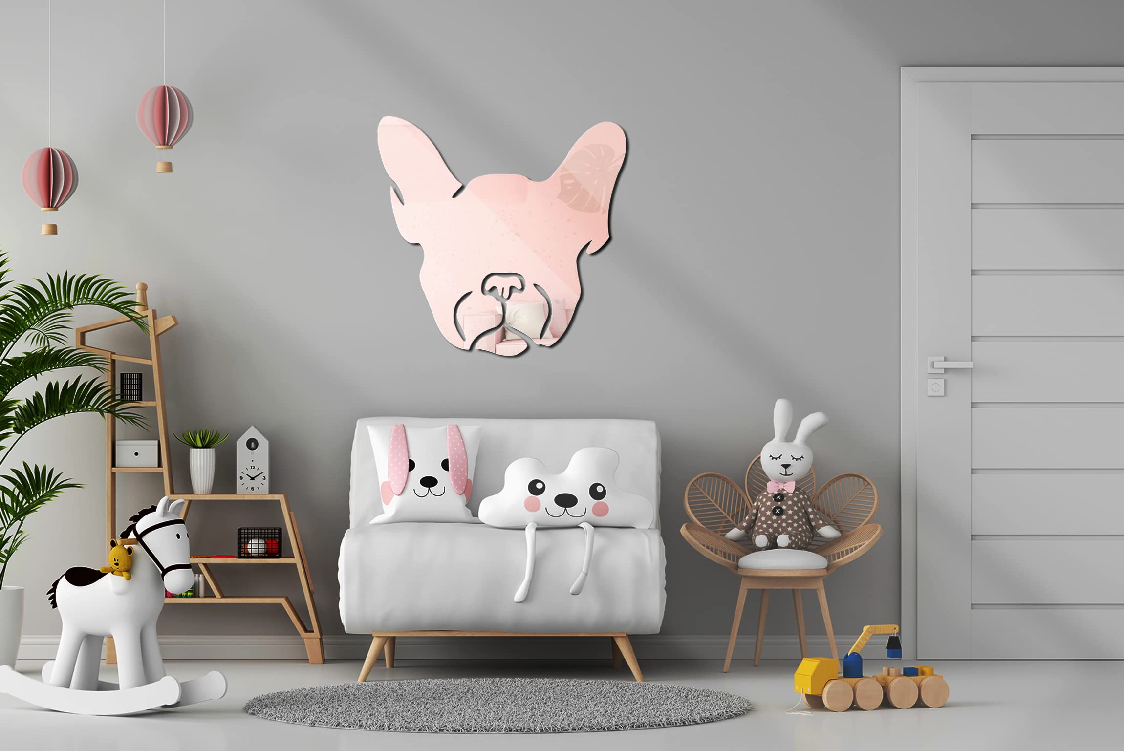 Dog Shaped Wall Mirror - Decorative Home Mirror for Interior Design - 40x40 Inch Large Wall Mounted Mirror with Double-Sided Tape - Perfect for Living Room, Bedroom & Entryway Decor (MD003)
