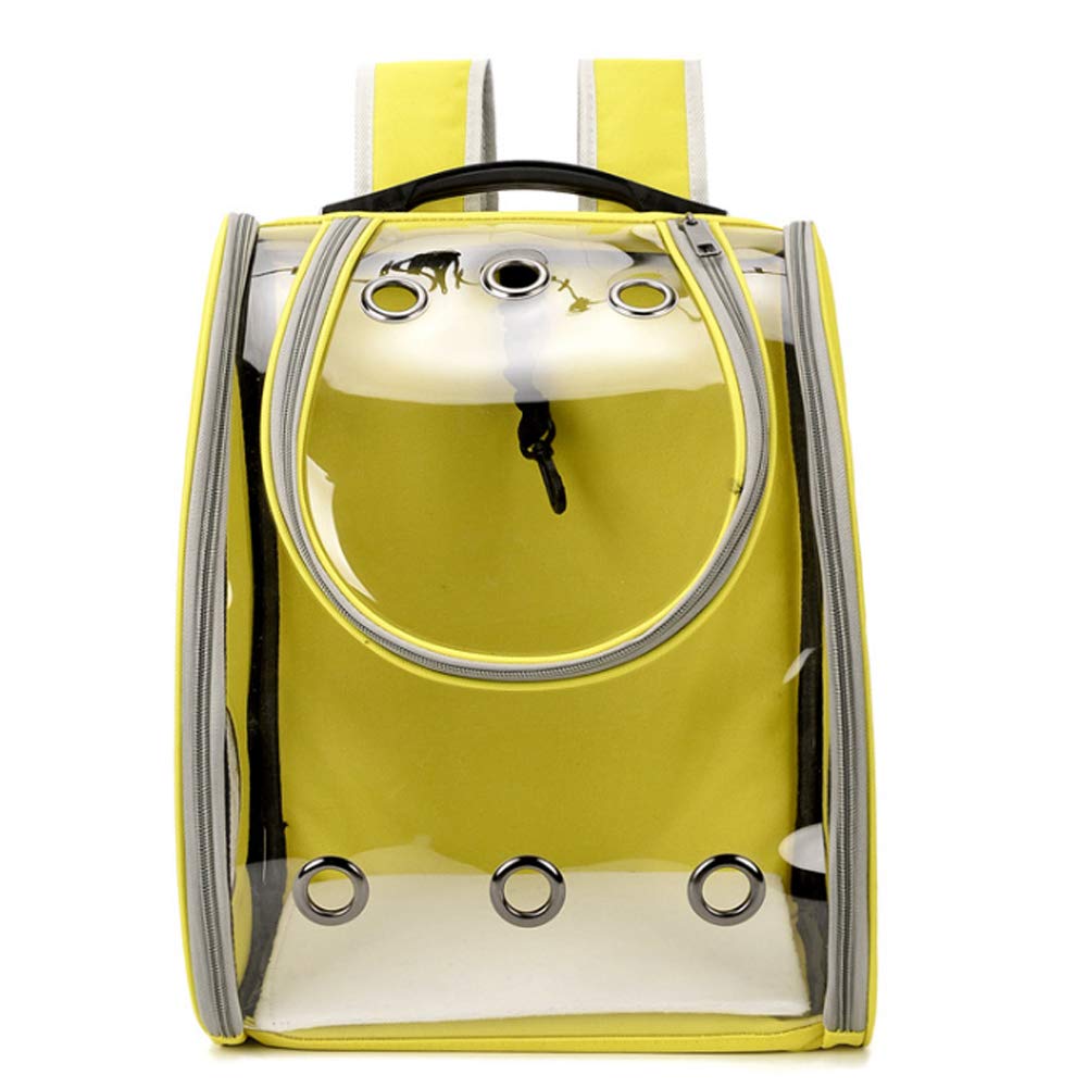 **Clear Pet Carrier Backpack for Cats & Small Dogs - Bubble Travel Backpack, Waterproof Space Capsule Carrier for Hiking, Walking, Outdoor Adventures & Airplane Travel - Yellow**