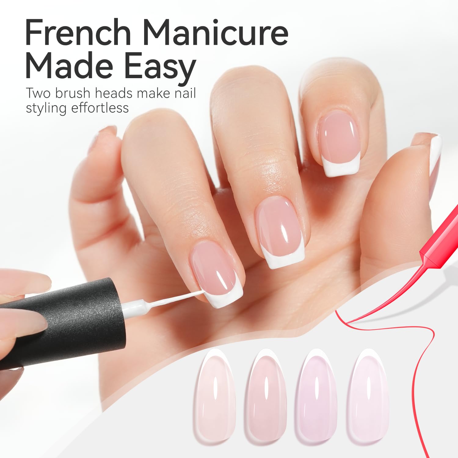 Gelike EC Sheer Nude Gel Polish Set - 6PCS Jelly Light Pink Nail Polish with Gel Liner, Neutral Color Soak Off UV Gel for French Manicure & Nail Art | DIY Home Salon Kit (7ML) | Perfect for Weddings, Parties & Everyday Wear
