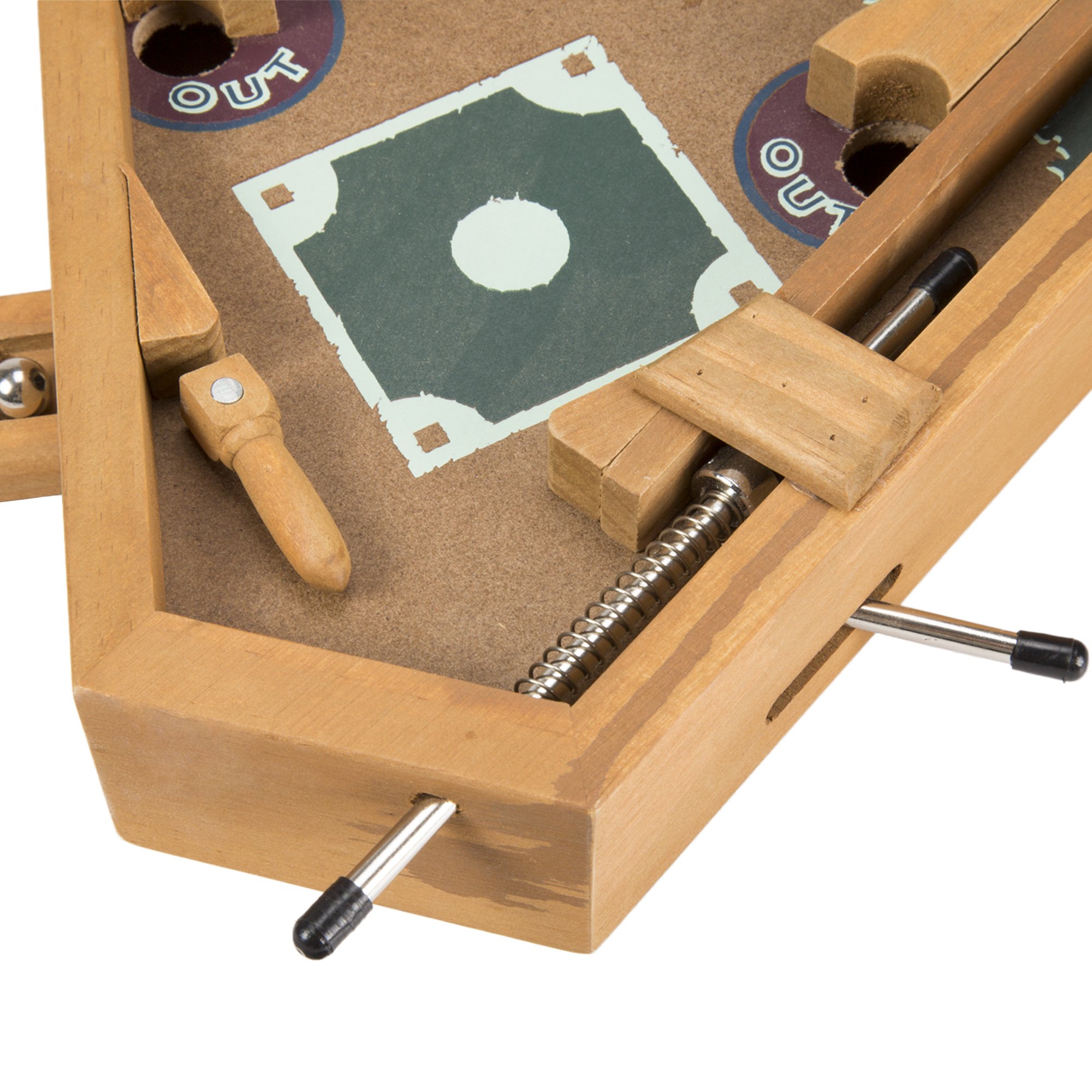 Hey Play Mini Wooden Baseball Pinball Game - Retro Arcade Toy for Adults & Kids - Fun Home & Office Decor