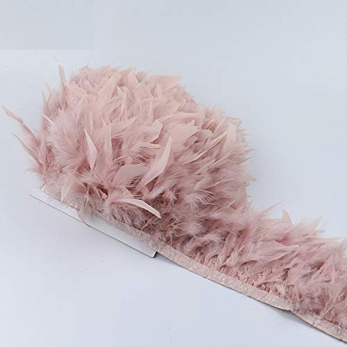 10Mets 6-8 Inch Turkey Feather Trim Fringe with Satin Ribbon - DIY Wedding Dress Accessories for Women, Party Decorations & Sewing Crafts (Light Blue) - Perfect for Bridal Gowns, Costume Design, and Home Décor