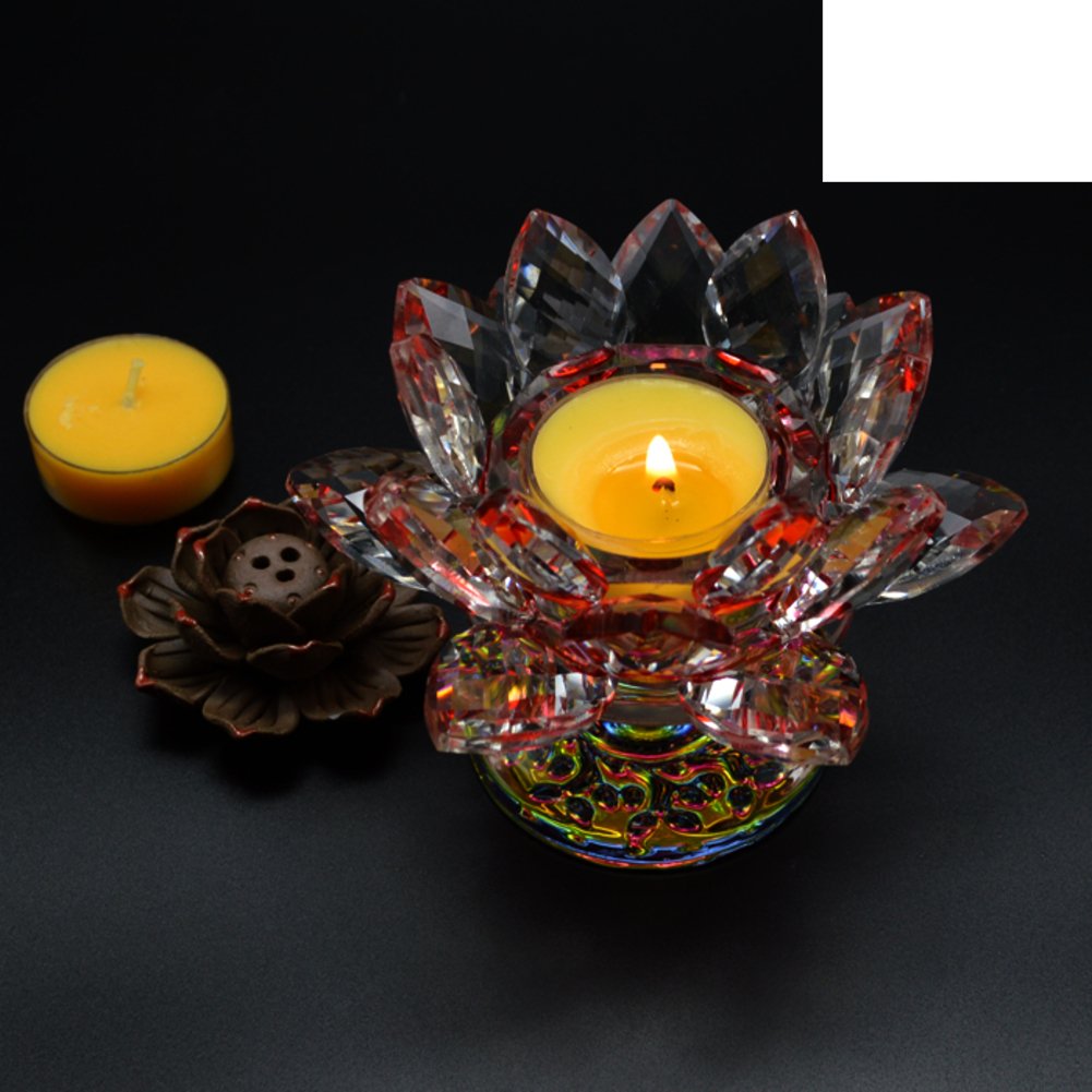 Elegant Crystal Glass Lotus Candle Holders - 11.5x9.5cm Buddhist Tea Light Frames for Home Decor, Wedding Gifts & Temple Ceremonies | Perfect for Meditation, Yoga Spaces & Romantic Dinner Settings