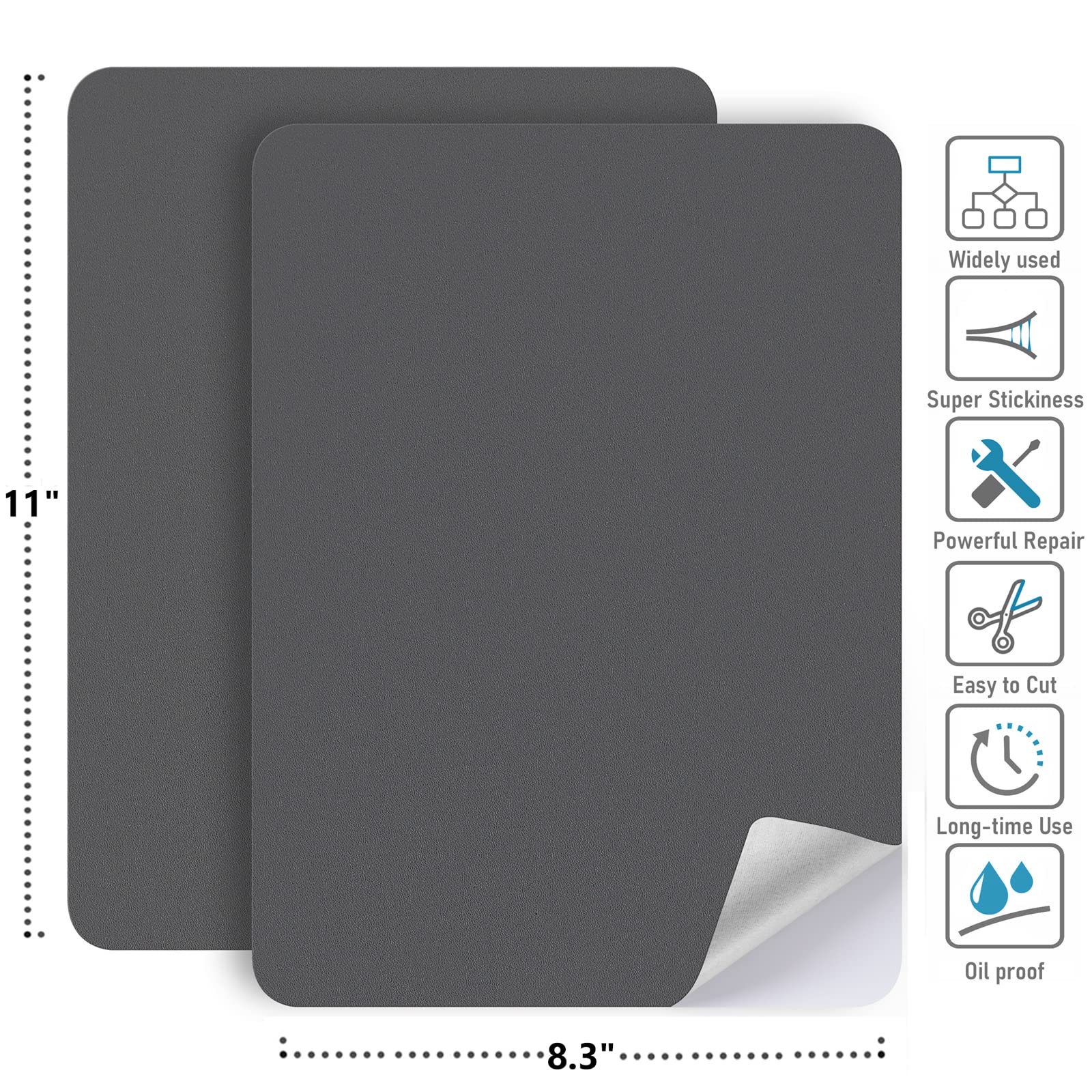 YAFLC Self Adhesive Leather Repair Patch Tape - 8.3×11 Inch Vinyl Leather Repair Kit for Furniture, Car Seats, Chairs, Couch, Sofa & Jackets - Dark Grey | Easy DIY Fix for Scratches & Tears | Perfect for Home, Office & Vehicle Use