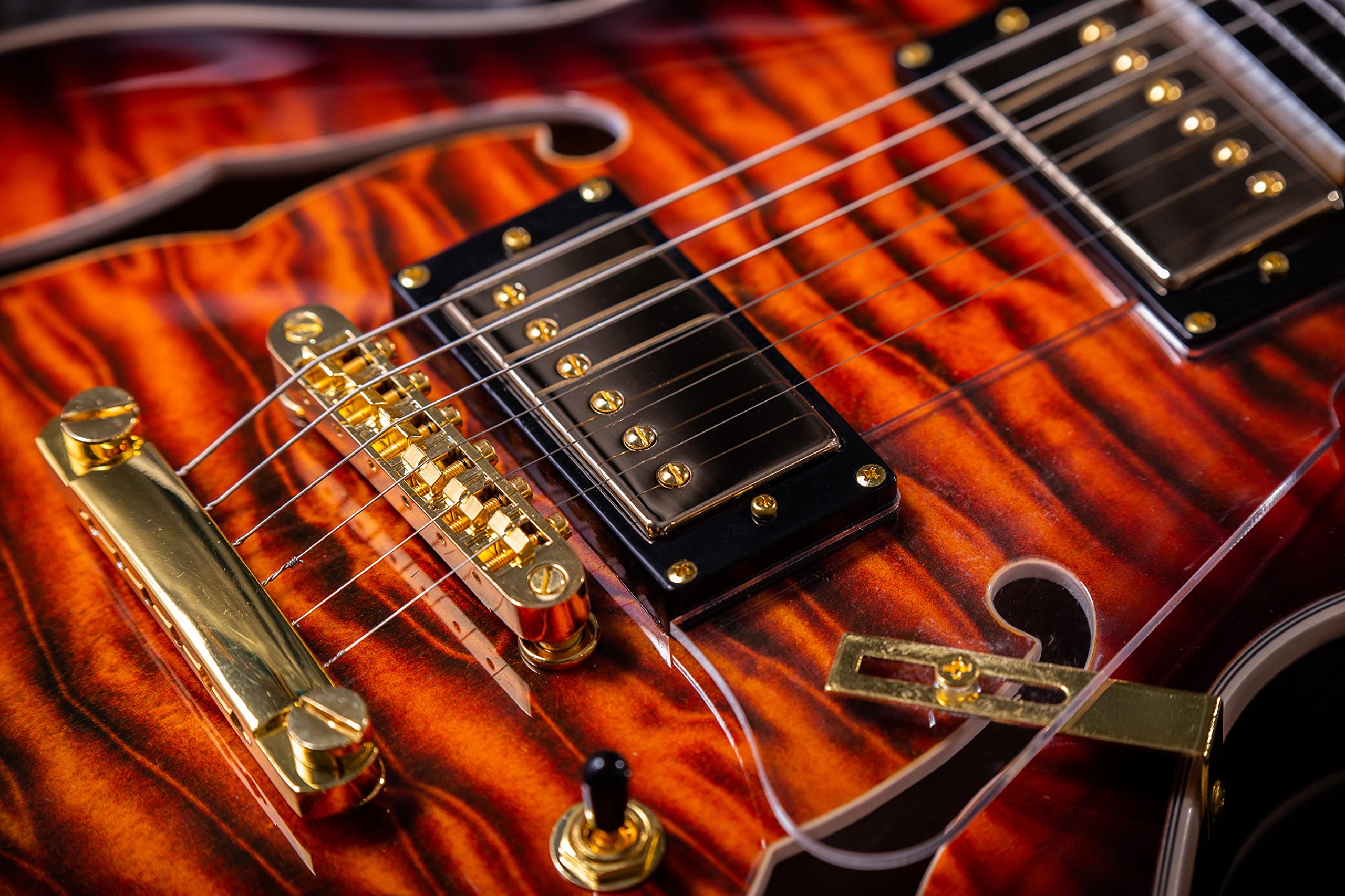 Grote LPF-001 Semi-Hollow Body Electric Guitar with Coil Splitting - Vintage Sunburst Finish & Gigbag Included | Perfect for Jazz, Blues & Rock Performances