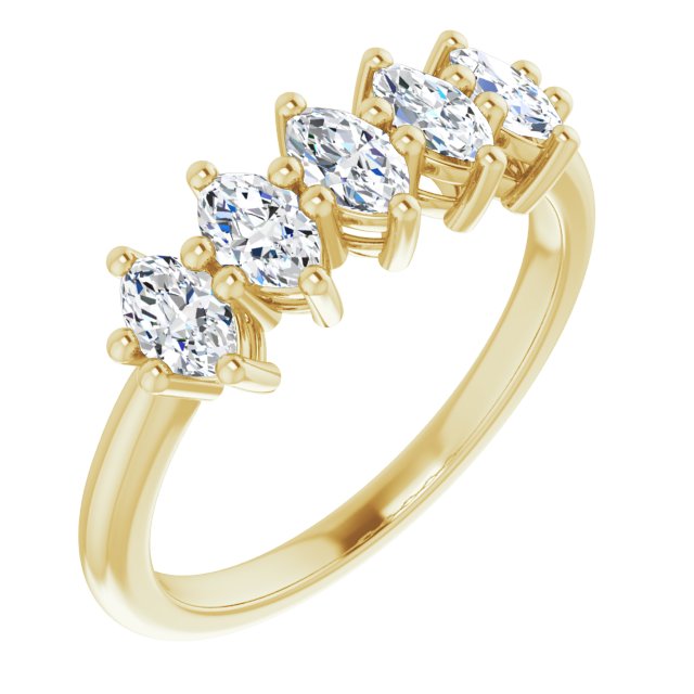 1.00 Carat Marquise Diamond Five Stone Engagement Ring - Classic Shared Prongs Design for Wedding, Anniversary & Special Occasions