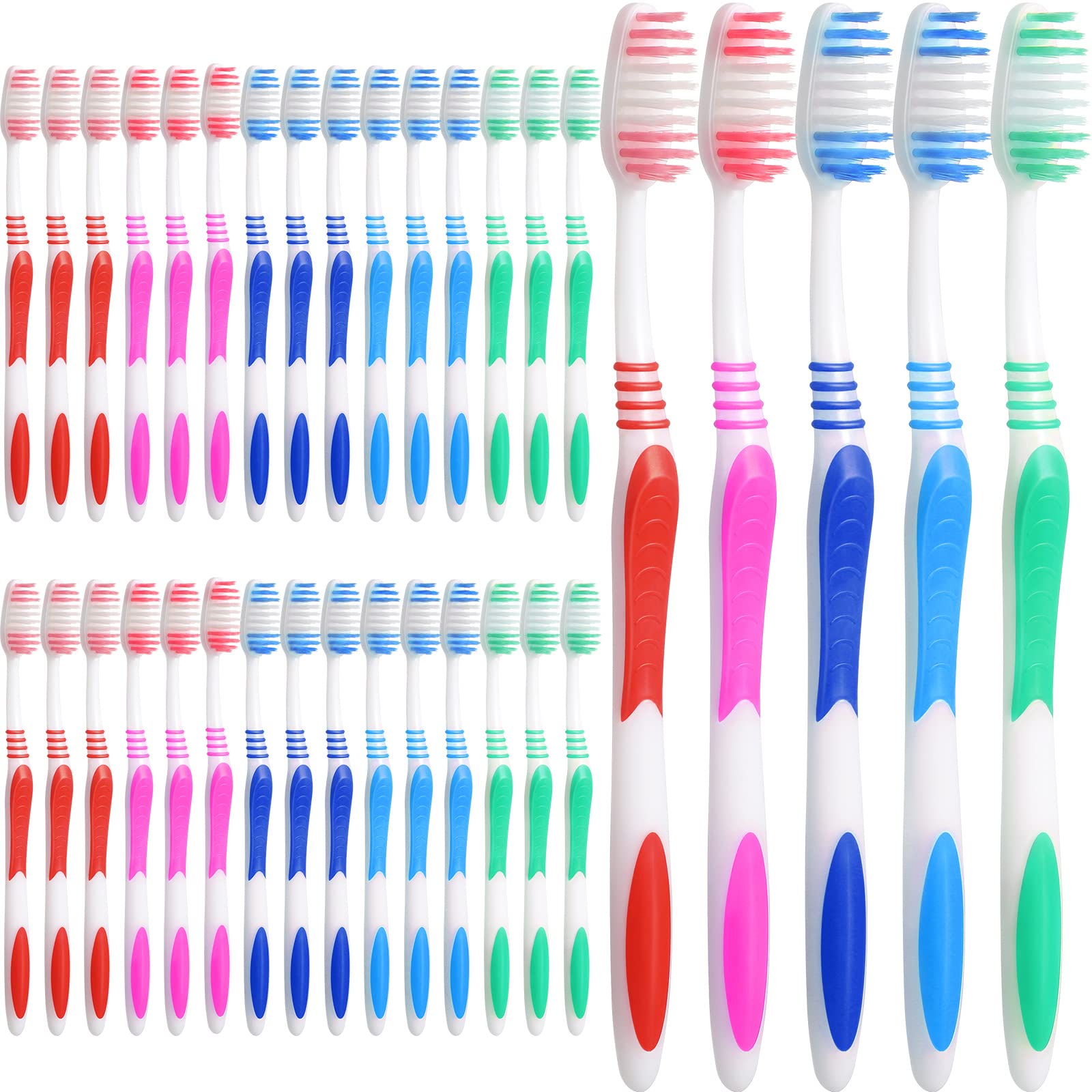 Honeydak 250 Pack Individually Wrapped Disposable Toothbrushes - Soft Bristles, Rubber Handle, Multi-Color Adult Toothbrushes for Travel, Hotels, Parties & Emergency Kits
