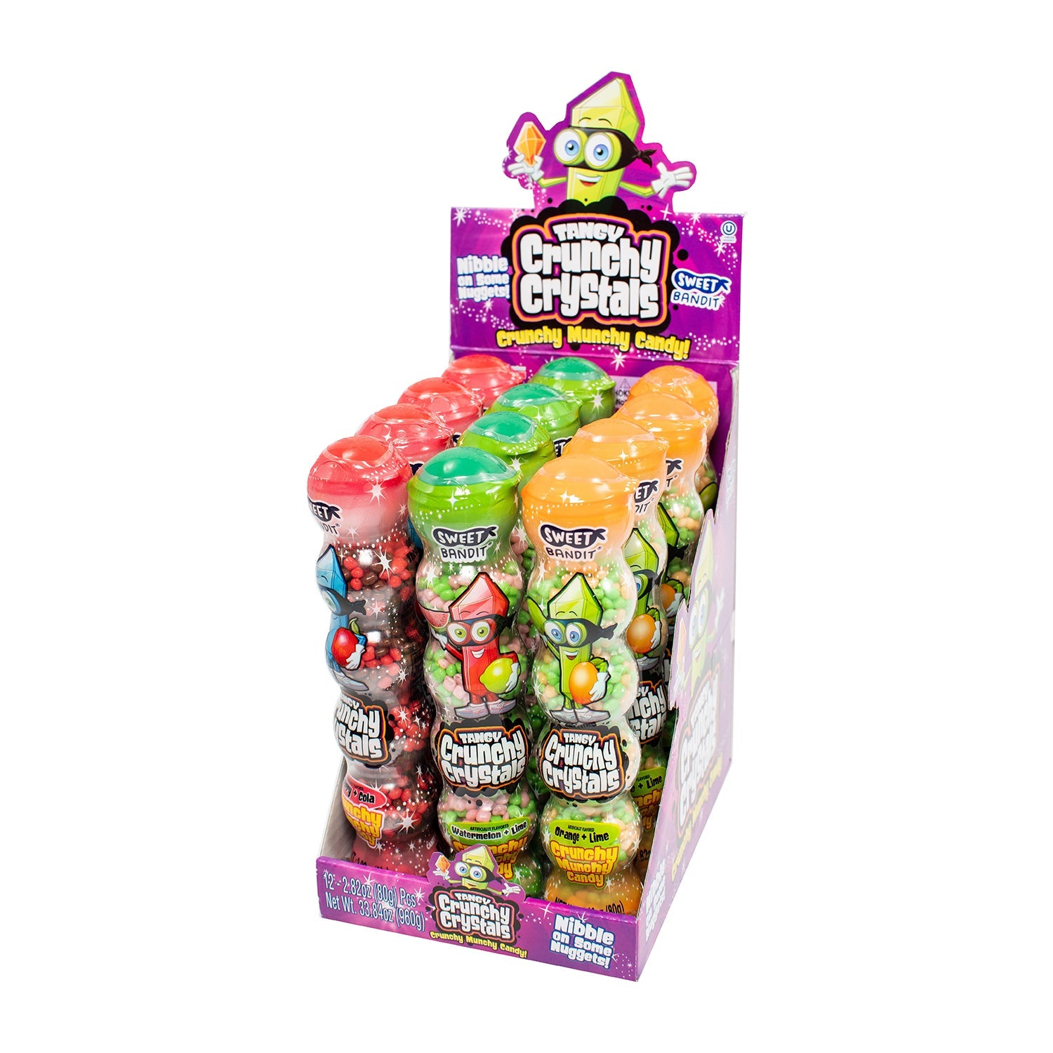 Kidsmania Crunchy Crystals Candy - 12 Count Box | Sweet & Crunchy Treat for Kids Birthday Parties, Halloween Goodie Bags & School Snacks