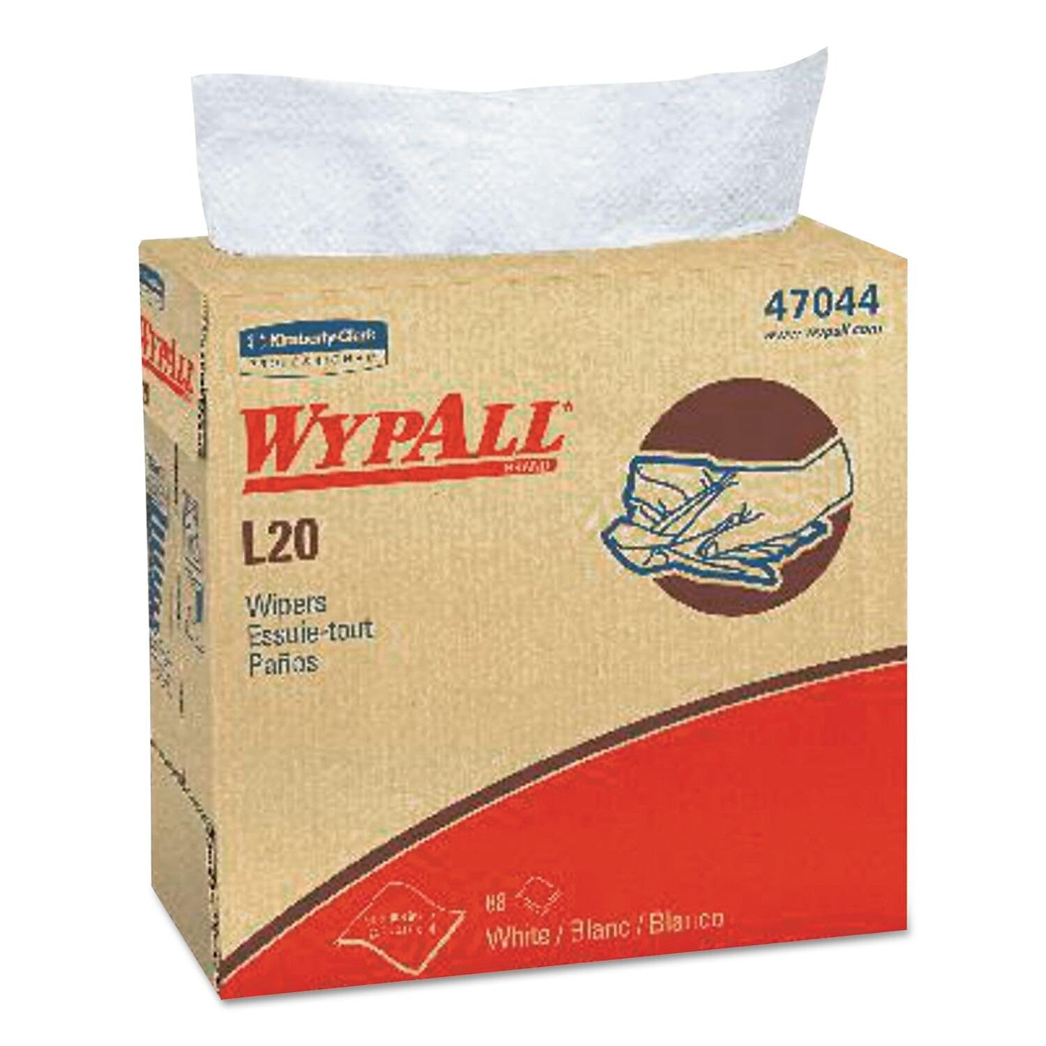 WypAll General Clean L20 Medium Cleaning Cloths (47022) - Quarterfold White 4-Ply Wipes, 12 Packs/Case (68 Sheets Each) - Heavy Duty Shop Towels for Automotive, Industrial & Workshop Cleaning