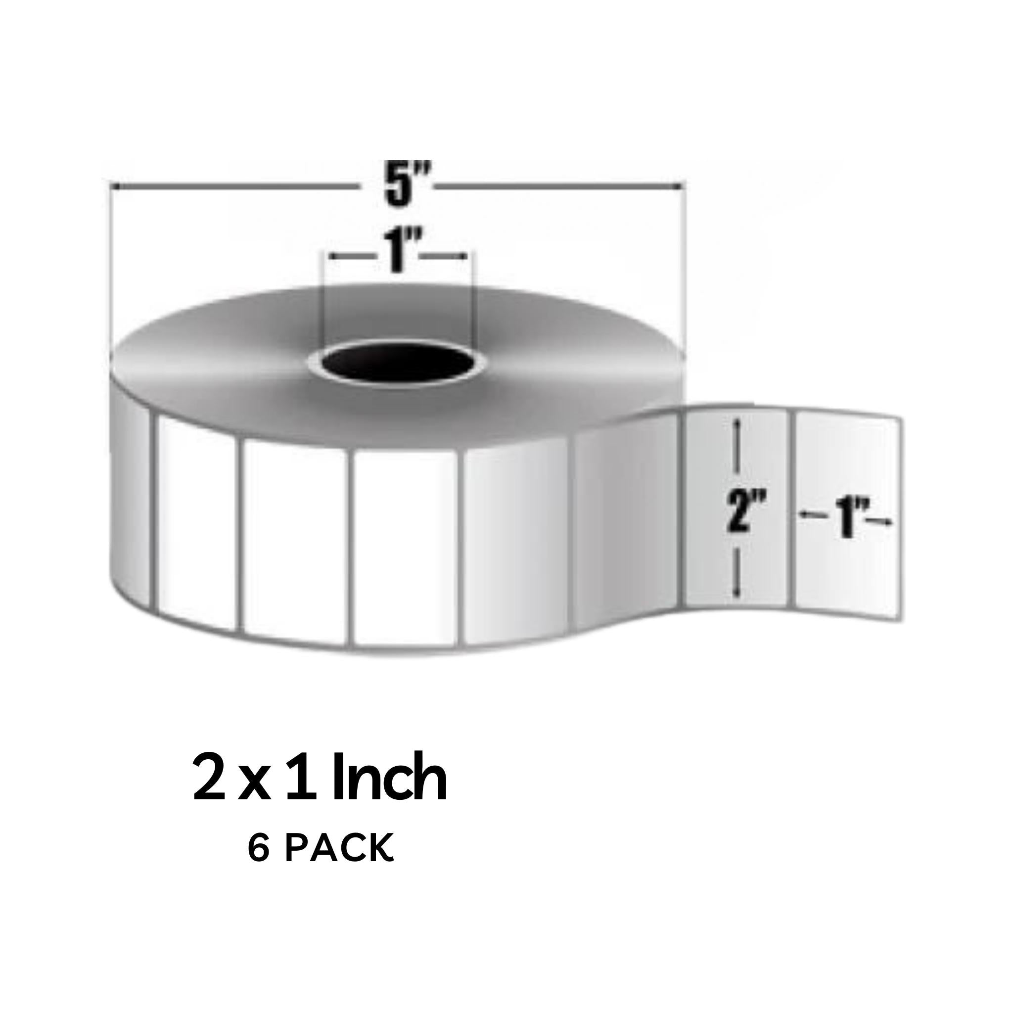 Zebra Z Perform 2000T 2x1 Inch Thermal Labels - 2490 Labels per Roll (6 Pack) - Ideal for Shipping, Inventory & Barcode Labeling in Warehouses & Retail Stores