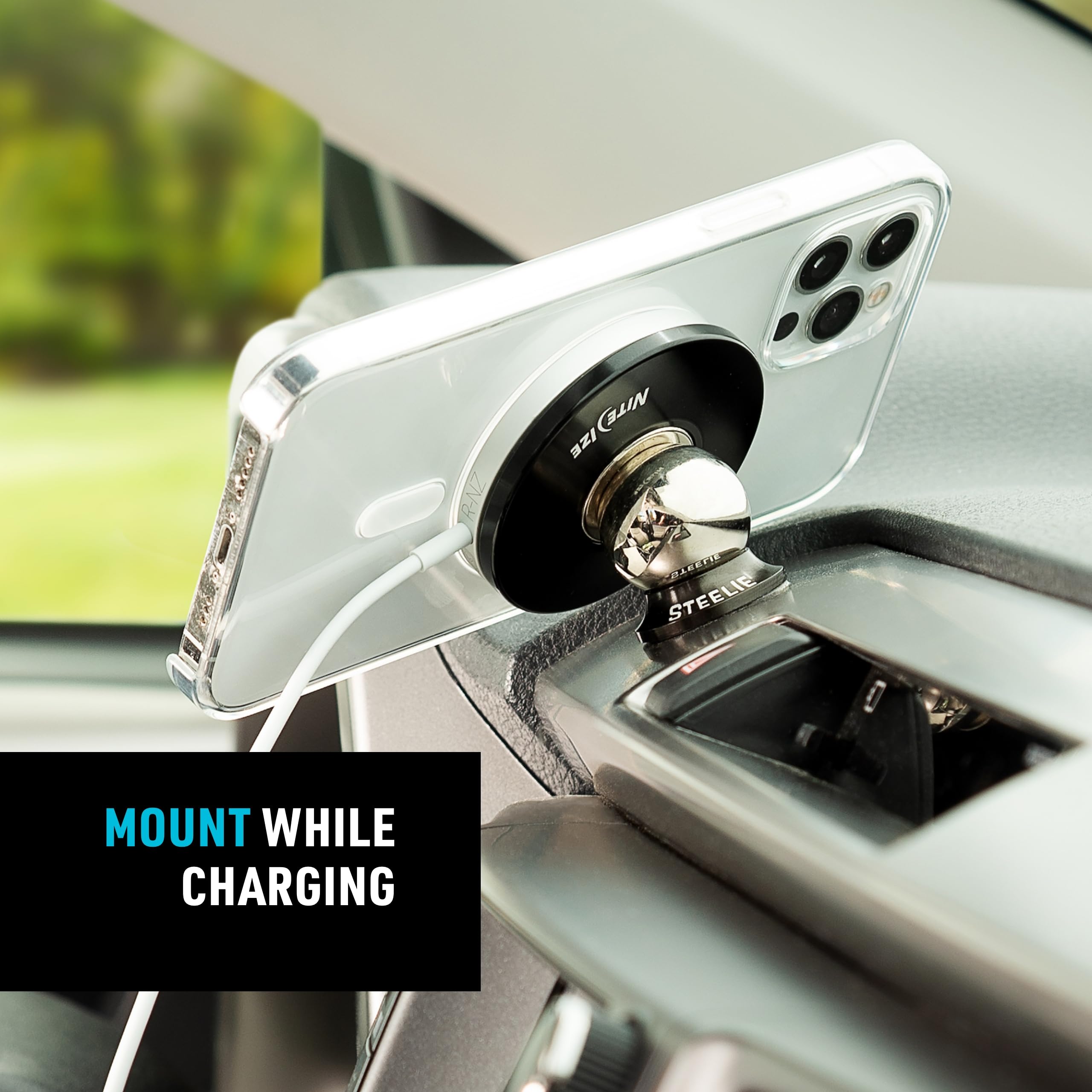Nite Ize Steelie Orbiter Plus Magnetic Car Phone Mount - Strong Neodymium Magnets for Dashboard & Windshield - Universal Smartphone Holder for iPhone, Samsung - Perfect for GPS Navigation & Hands-Free Driving