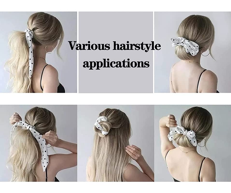 12 Pack Chiffon Hair Ribbons for Women & Girls – 2-in-1 Ponytail Scrunchies with Bow Ties, Elastic Hair Scarves & Bandanas – Soft Headbands for Long Hair Accessories – Perfect for School, Parties, Weddings & Everyday Styling