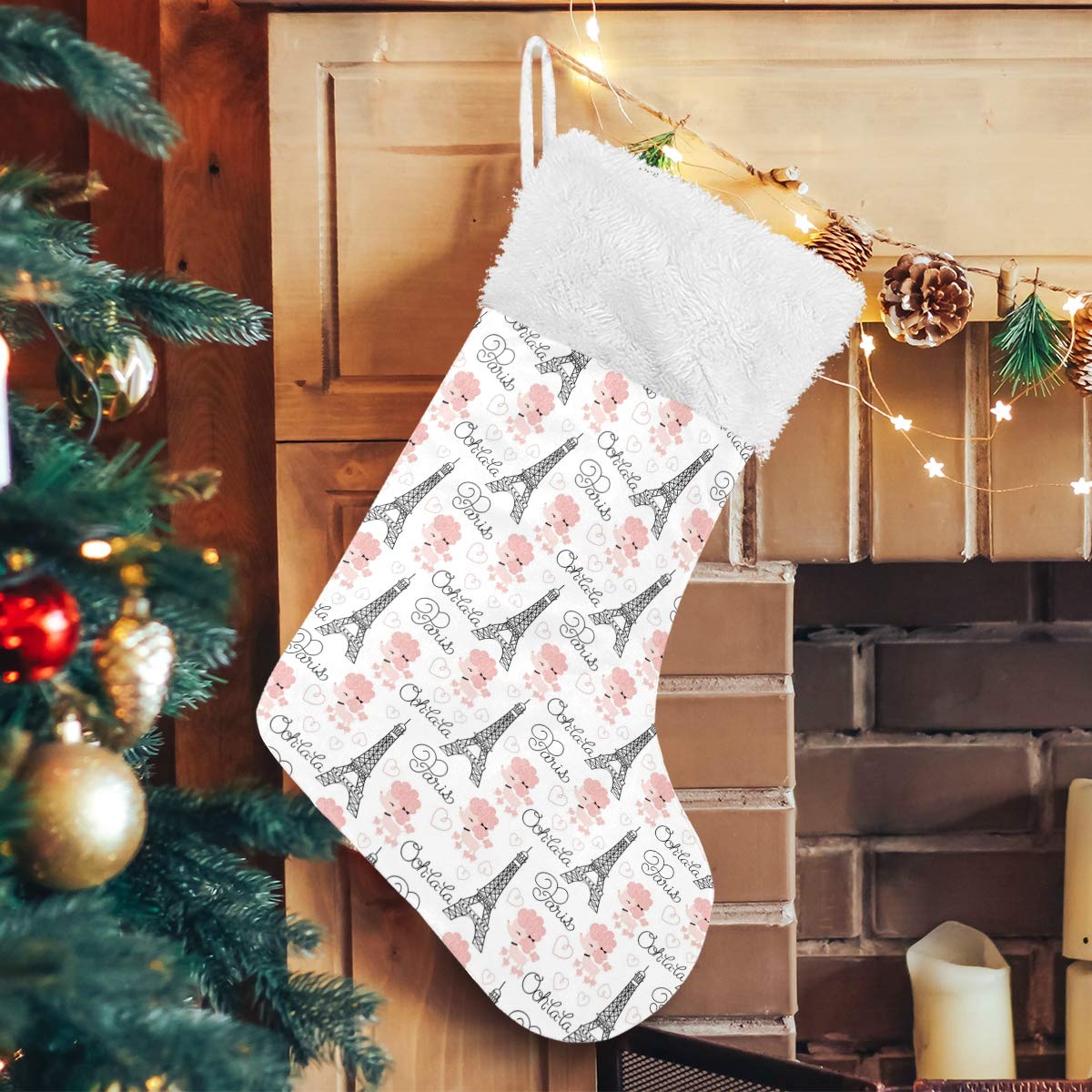 Blueangle Paris Eiffel Tower Christmas Stockings - 2 Pack Festive Holiday Decor for Home, Family Gifts | Perfect for Fireplace Mantel, Xmas Tree Decorations & Cozy Winter Celebrations