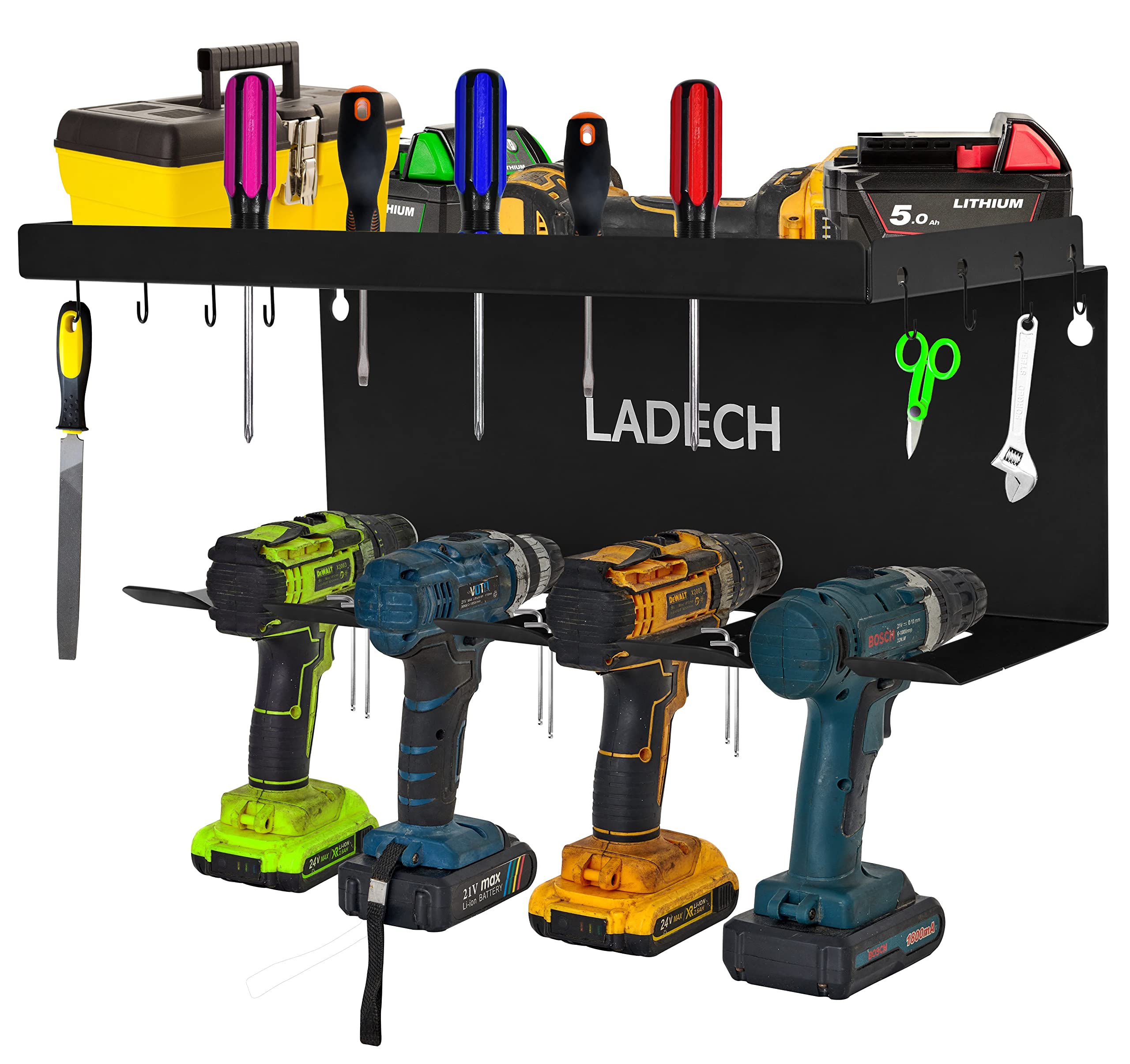 **Cordless Drill Organizer Wall Mount - Drill Holder Storage Shelf & Charging Station for Garage & Workshop Tool Organization (Perfect for DIY & Home Improvement Projects)**