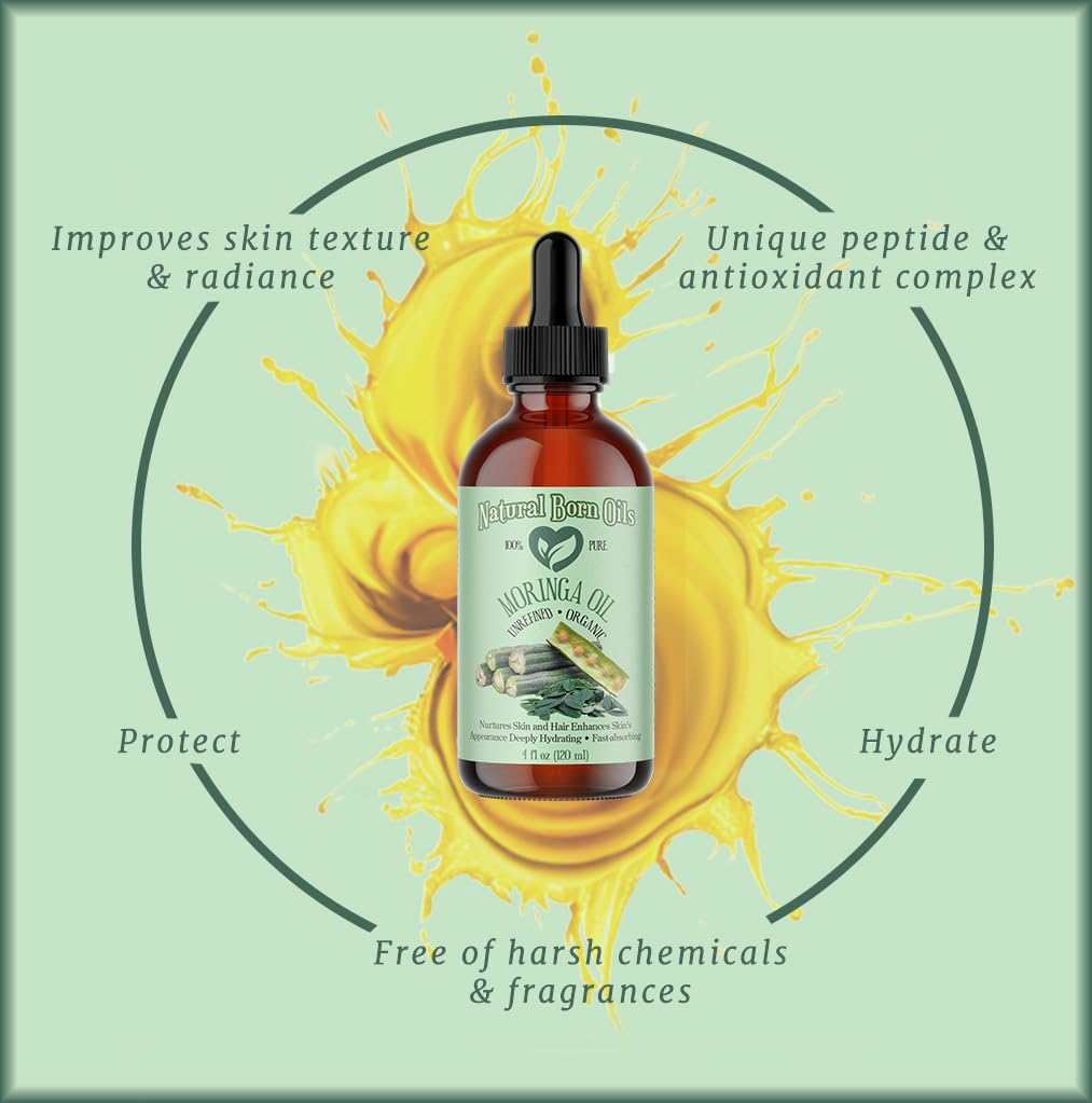 Organic Cold-Pressed Moringa Oil 1 Gallon - 100% Pure Nutrient-Rich Carrier Oil for Skin & Hair Care - Natural Moisturizer for Dry Skin, Scalp Treatment & DIY Beauty Recipes - USDA Certified for Face, Body & Hair Growth
