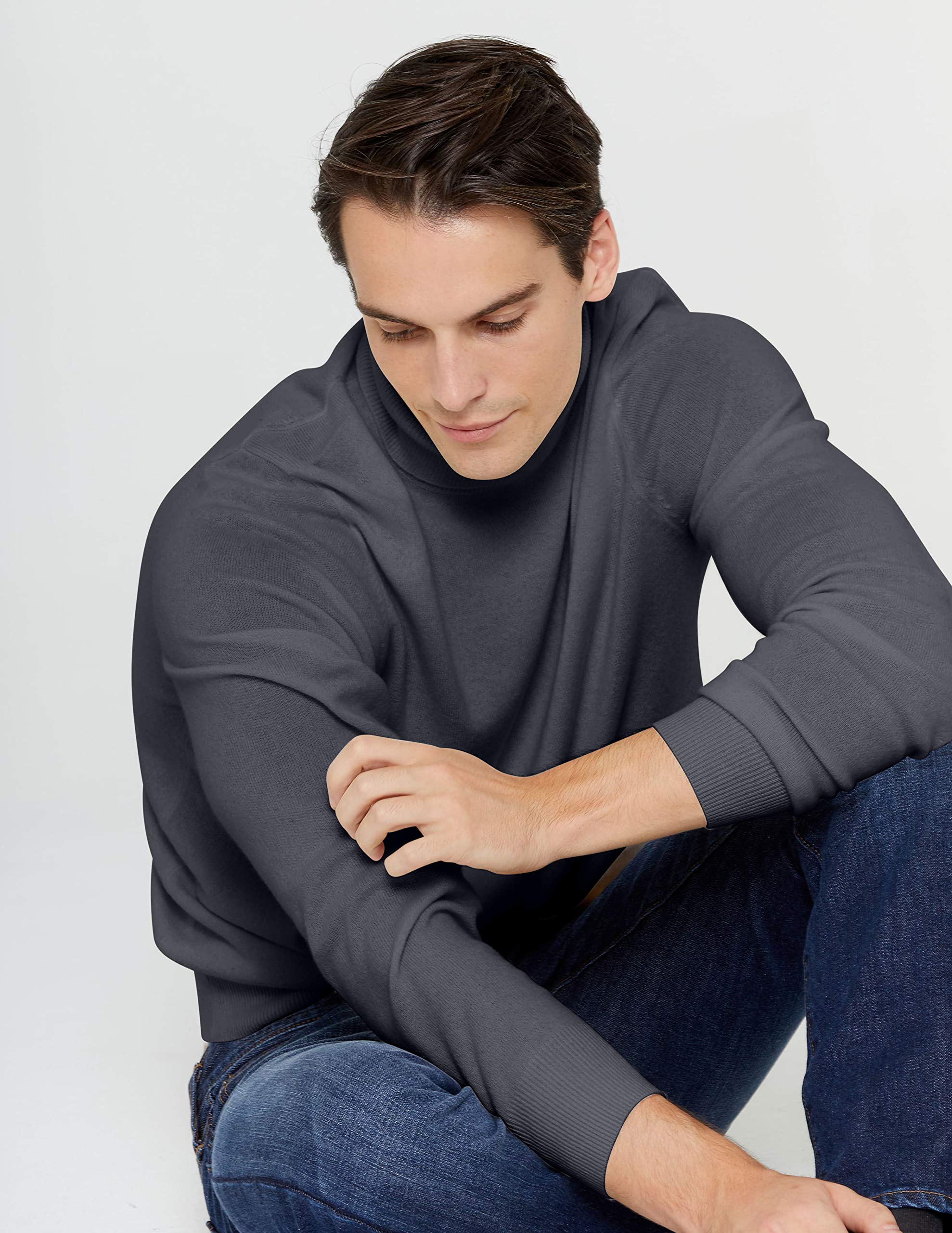 100% Pure Cashmere Men's Turtleneck Sweater - Classic Long Sleeve Pullover for Winter | Soft & Warm Essential Cashmere Knitwear for Business, Travel & Casual Outfits