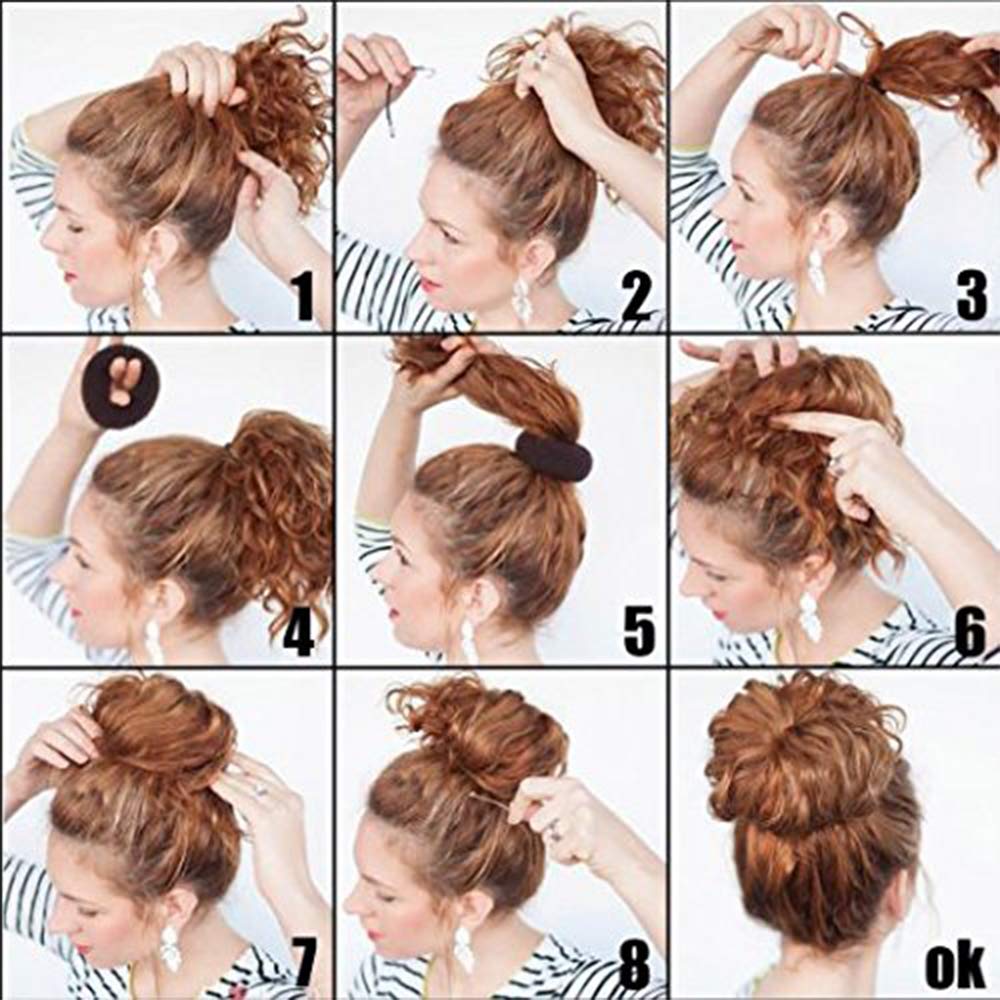 2PCS Ring Style Hair Bun Maker - 3 Inch Black Chignon Doughnut Shaper for Short & Thin Hair - Perfect for Updos, Weddings & Everyday Styling