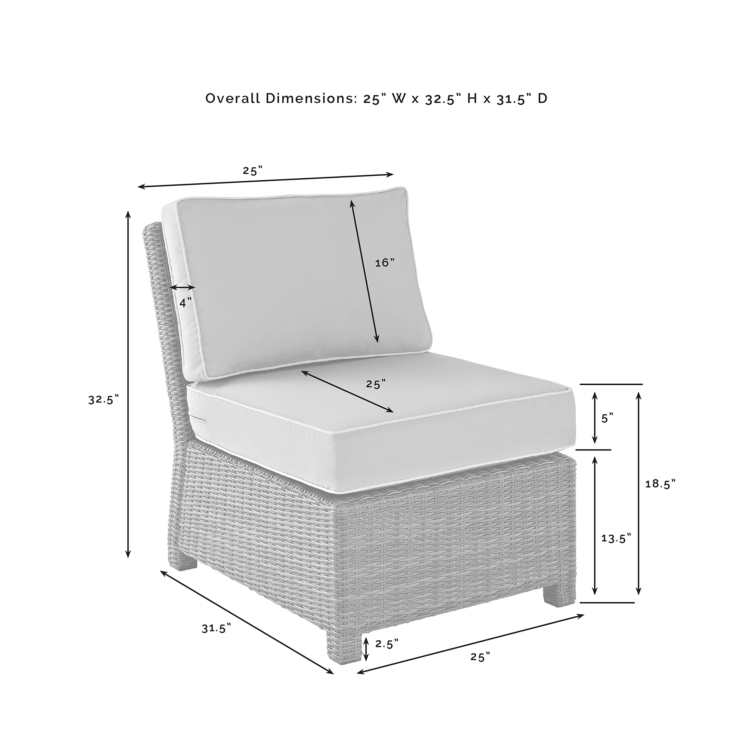 Crosley Bradenton 2-Piece Outdoor Wicker Chair Set with Gray Cushions - Patio Furniture for Conversation, Porch, Deck & Backyard Relaxation