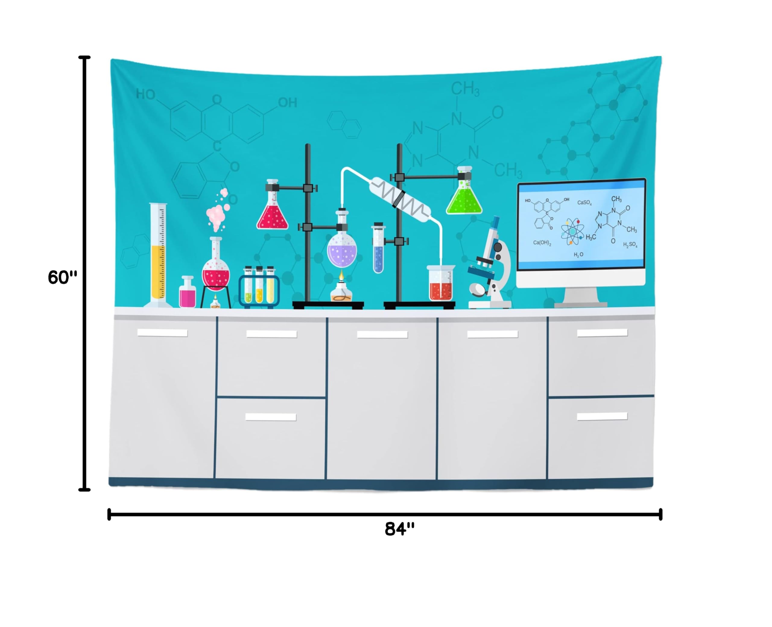 BELECO 7x5ft Science Birthday Party Backdrop - Cartoon Chemistry Lab Equipment & Research Background for Kids Science Party, Mad Scientist Decor, Photo Props | Perfect for Science Themed Birthday Parties, Classroom Decorations & Lab Events