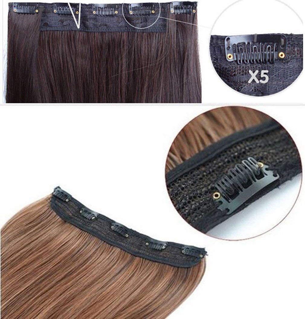 Premium Clip-in Synthetic Hair Extensions for Women - 20-24 Inch Straight Dark Brown Human-Like Fibers (5 Clips) | Voluminous & Natural Look for Daily Wear, Parties & Special Occasions