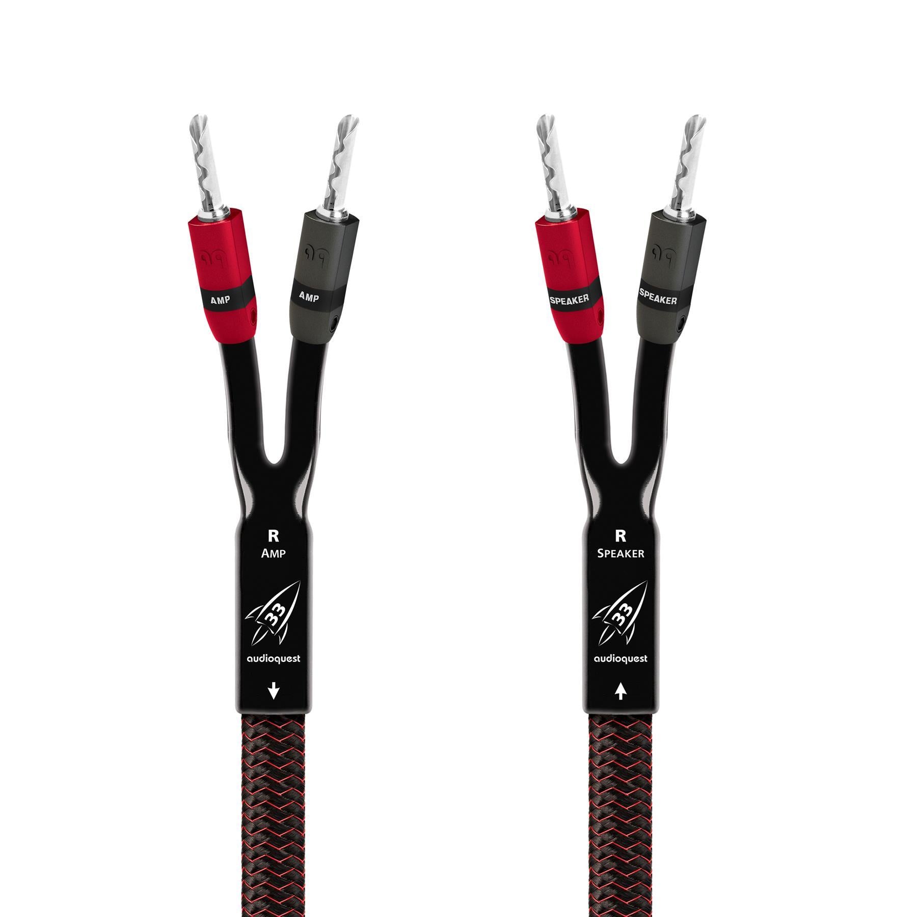 AudioQuest Rocket 33 High-Performance Speaker Cables - Premium Oxygen-Free Copper for Crystal Clear Audio - Perfect for Home Theater & Hi-Fi Sound Systems