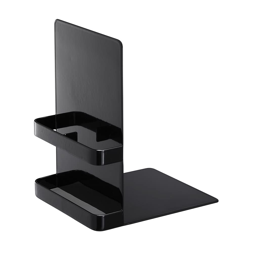 Yamazaki Home 6873 Black Metal Bookend Set - Heavy Duty Book Holder for Shelves, Desks & Office Organization - Perfect for Home, Office & Library Use