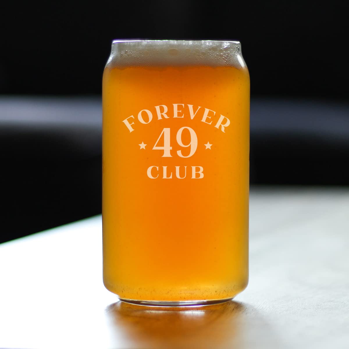 Forever 49 Club - 16oz Beer Can Pint Glass - Funny 50th Birthday Gifts for Men & Women - Novelty Birthday Party Decorations - Perfect for 50th Birthday Celebrations, Retirement Parties & Humorous Gag Gifts