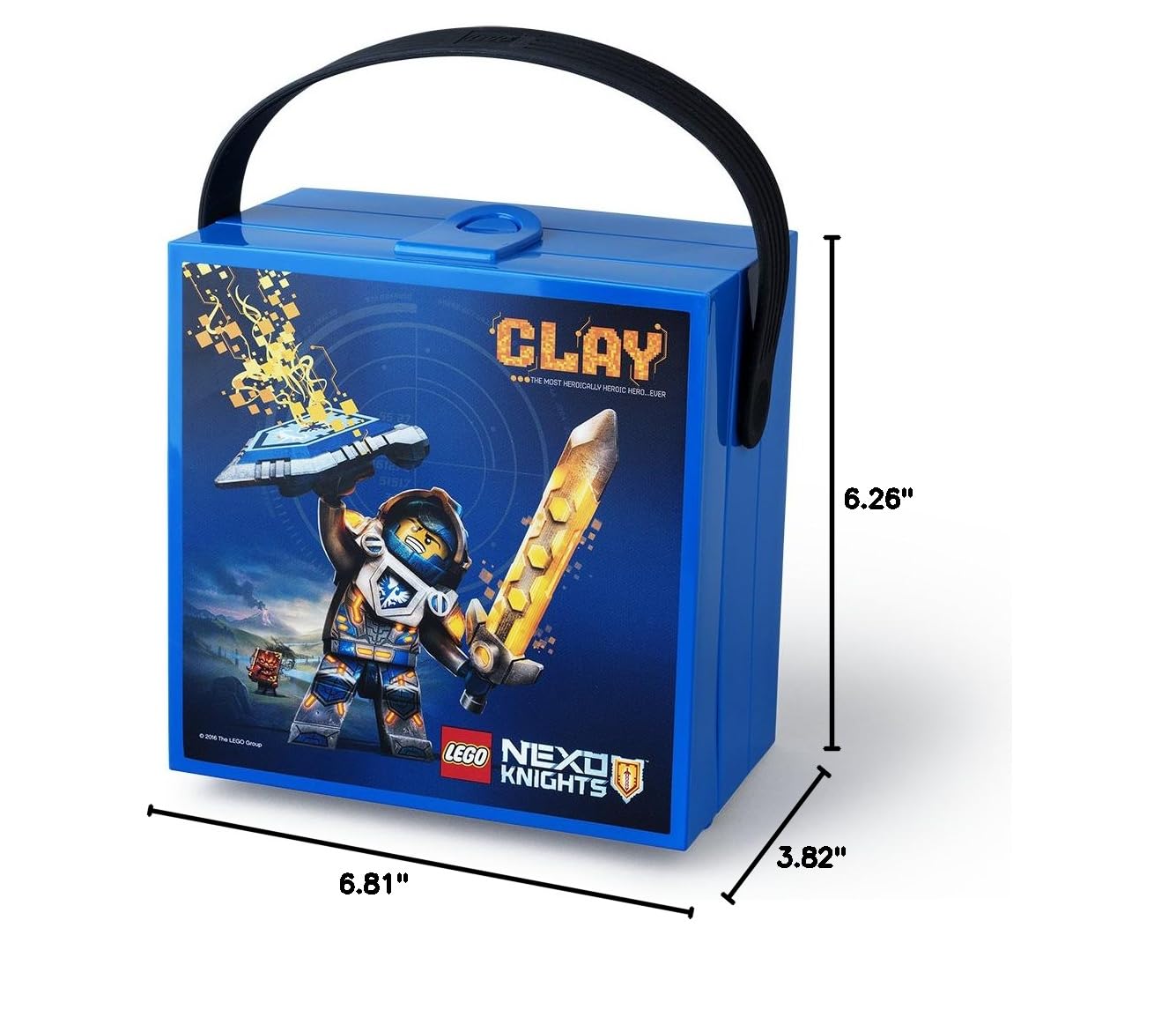 LEGO Nexo Knights Lunch Box - Portable Storage Container for Kids, Blue Insulated Food Carrier (15.9 x 17.3 x 9.7 cm) - Perfect for School Lunches, Picnics & Travel Snacks