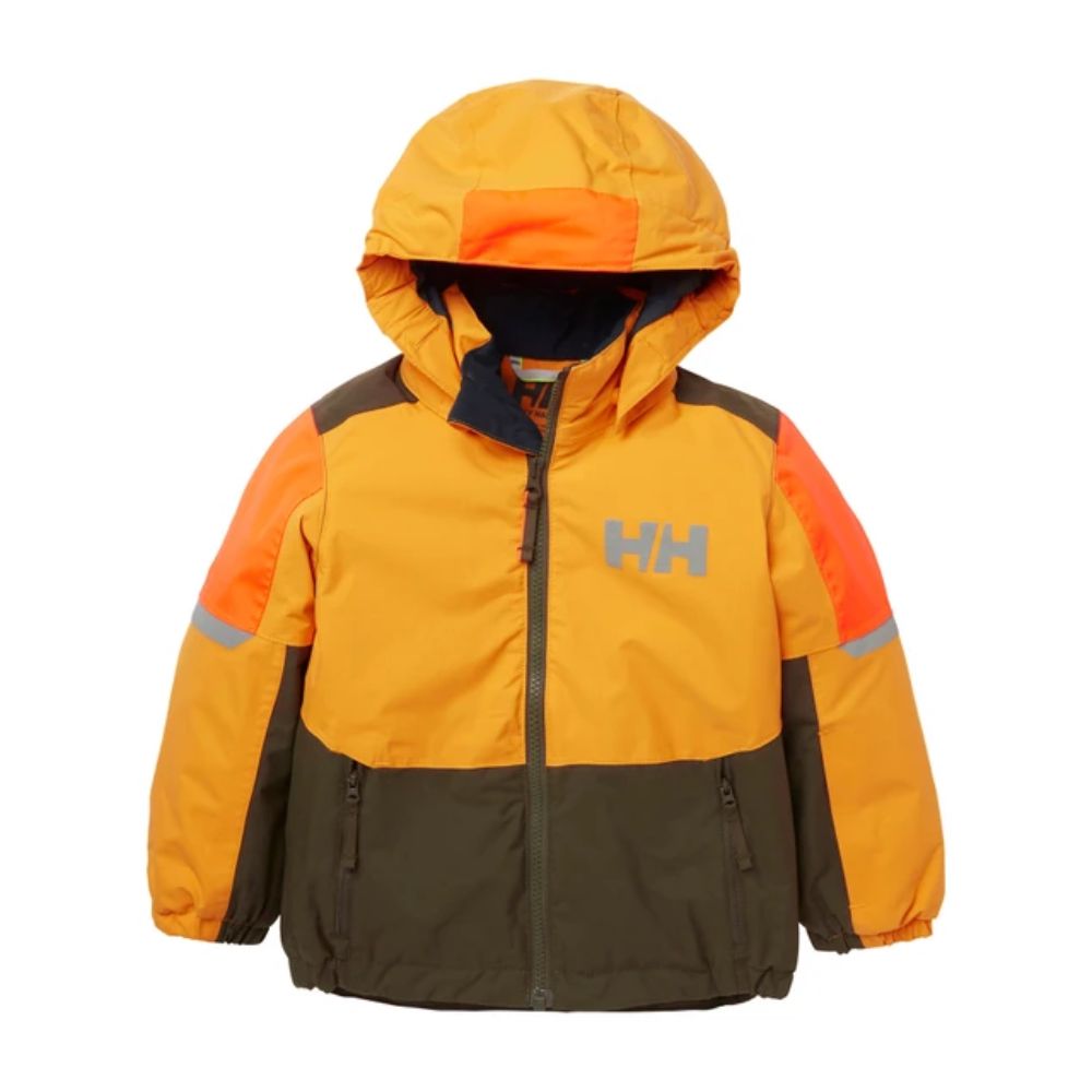 Helly Hansen K Rider Boys Ski Jacket - Utility Green - Waterproof & Insulated Winter Jacket for Kids Ages 3-4 | Perfect for Skiing, Snowboarding & Outdoor Winter Activities