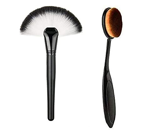 Professional Slim Makeup Blush & Contour Foundation Brush Set - Soft Nylon Hair Fan Brushes (Black) for Flawless Face Makeup | Perfect for Everyday Use, Bridal Makeup & Professional Makeup Artists