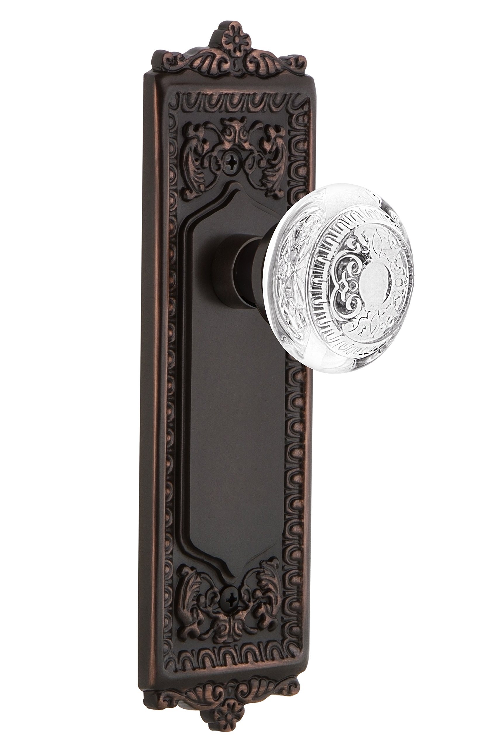 Vintage Double Dummy Plate with Crystal Knob & Dart Design - Timeless Bronze Surface Mount for Classic Home Decor | Perfect for Victorian, Craftsman & Traditional Style Doors