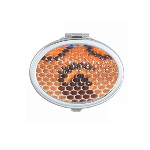 DIYthinker Portable Foldable Double-Sided Makeup Mirror with Abstract Snack Leather Design - Perfect for Travel, Home Vanity, and Handbag Essentials