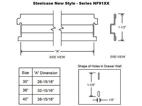 Steelcase Lateral File Bar - 6 Pack Metal Rail Insert for 42