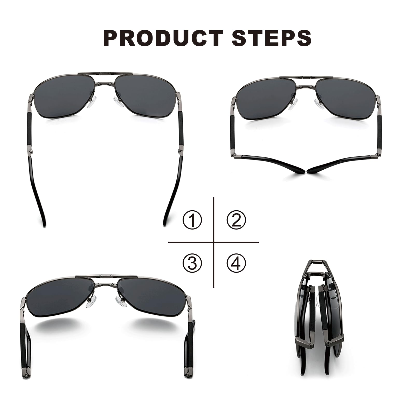 Classic Polarized Folding Compact Pocket Sunglasses for Men & Women - UV Protection, Lightweight & Portable - Perfect for Driving, Travel, and Outdoor Activities