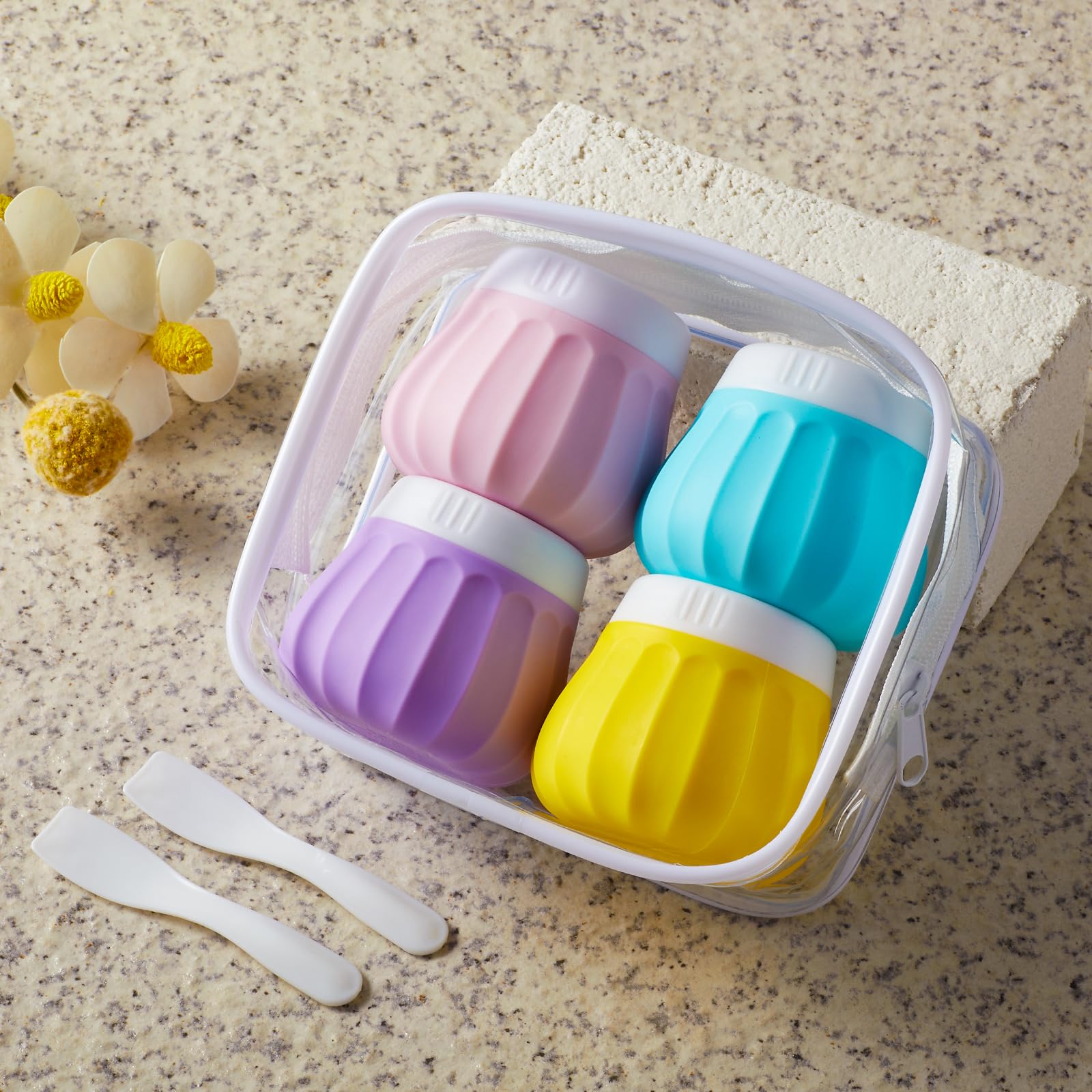 INSFIT Silicone Travel Containers for Toiletries - TSA Approved Leak Proof Cosmetic Jars (3-Pack) | BPA Free Cream Containers for Face Lotion, Shampoo & Skincare | Perfect for Air Travel, Gym Bag & Vacation Essentials