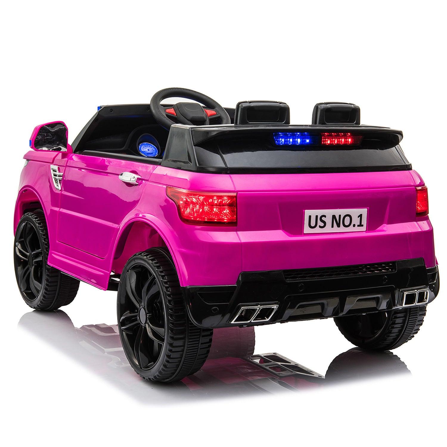 12V Kids Ride On SUV Police Car with Remote Control - Electric Toy Vehicle with Siren Sounds, Flashing Lights & Music - Perfect for Outdoor Play, Birthday Gifts & Pretend Play (Rose Red)