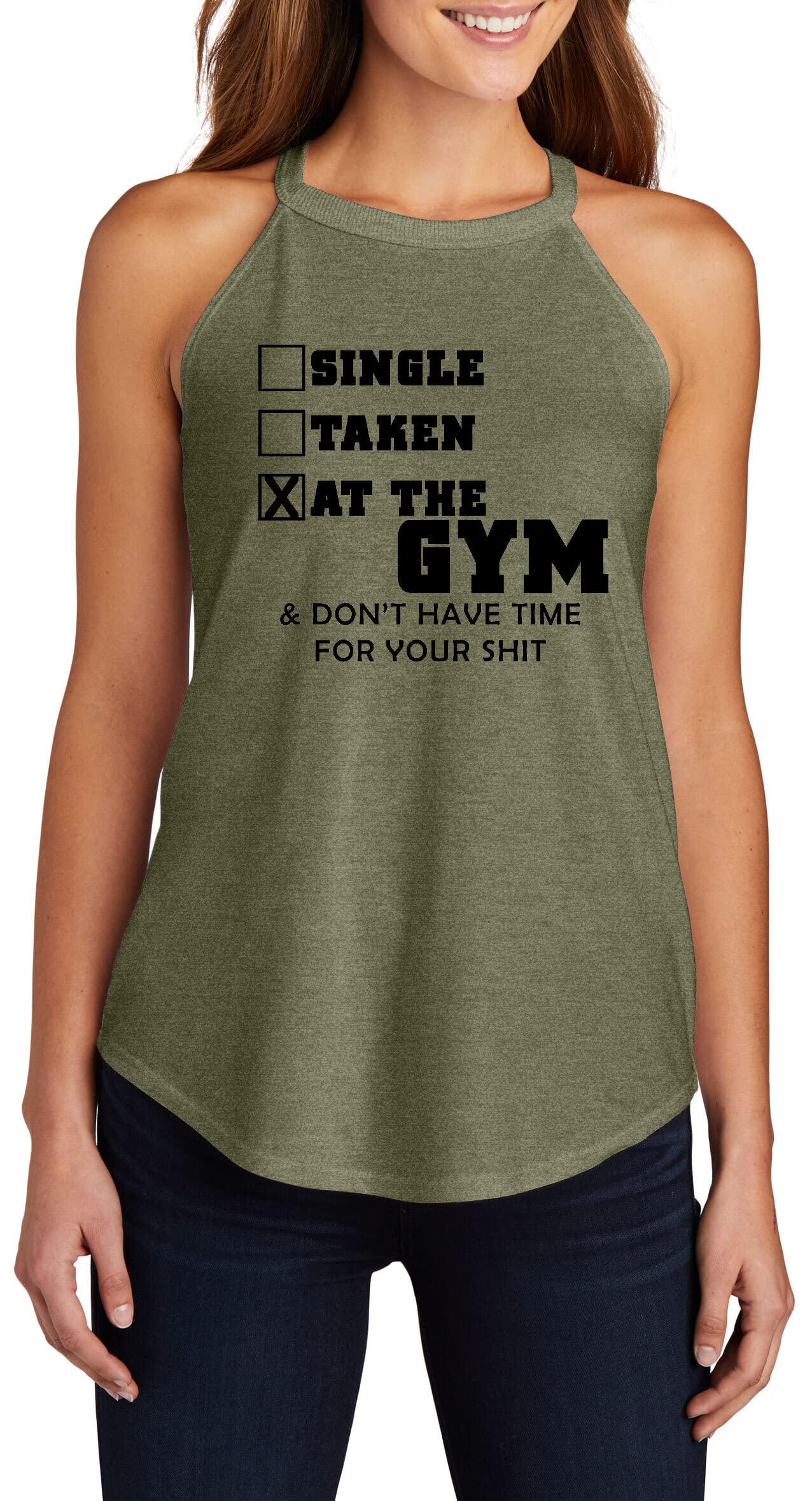 Funny Gym T-Shirt for Women - Single Taken Workout Tee - Cute Comical Rocker Shirt for Fitness & Casual Wear