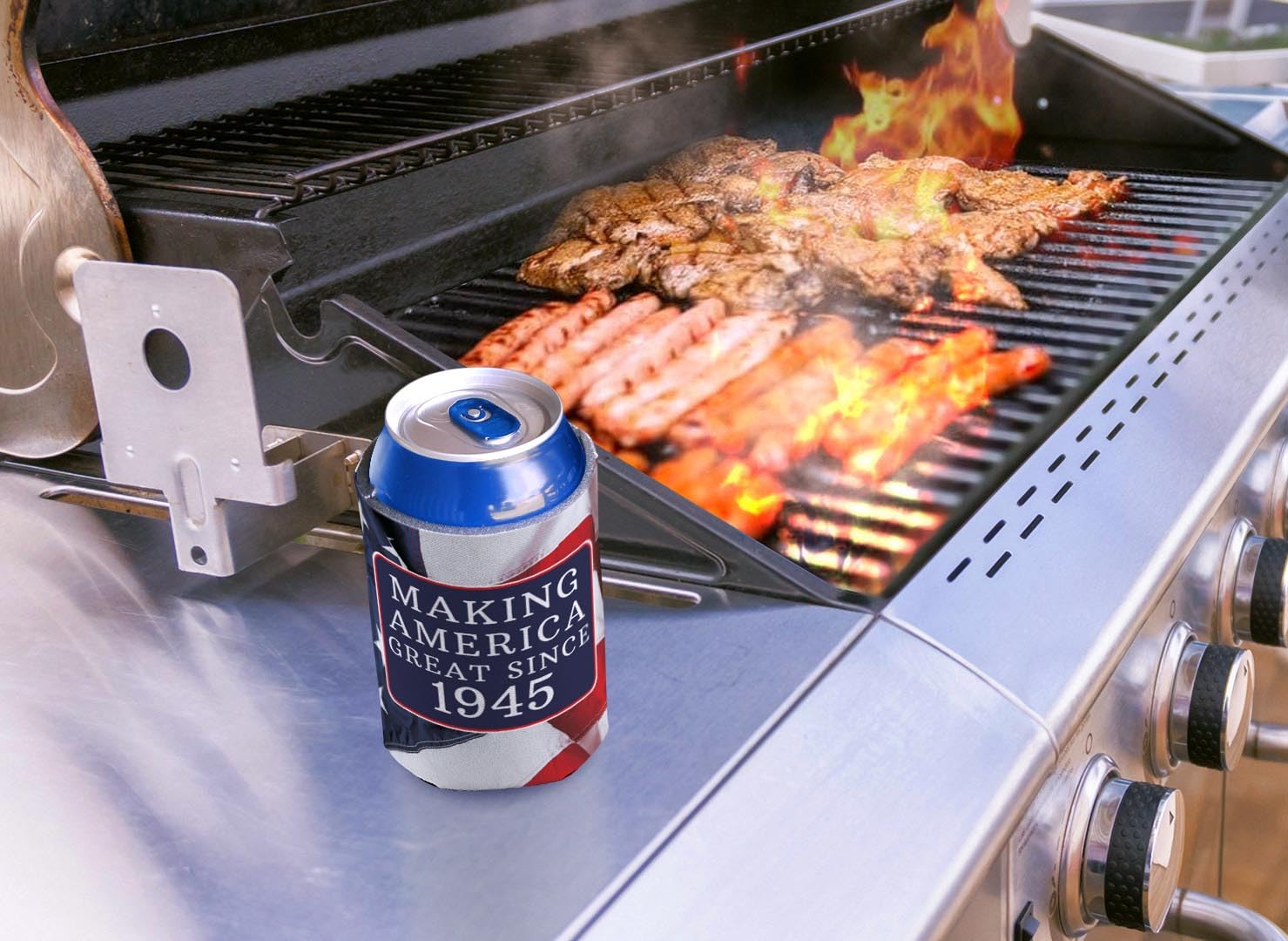 80th Birthday Party Supplies - 'Making America Great Since' Milestone Year Insulated Can Coolers for Beer & Soda (Standard & Slim Can Sizes) - Perfect for Patriotic Celebrations, BBQs & Tailgating