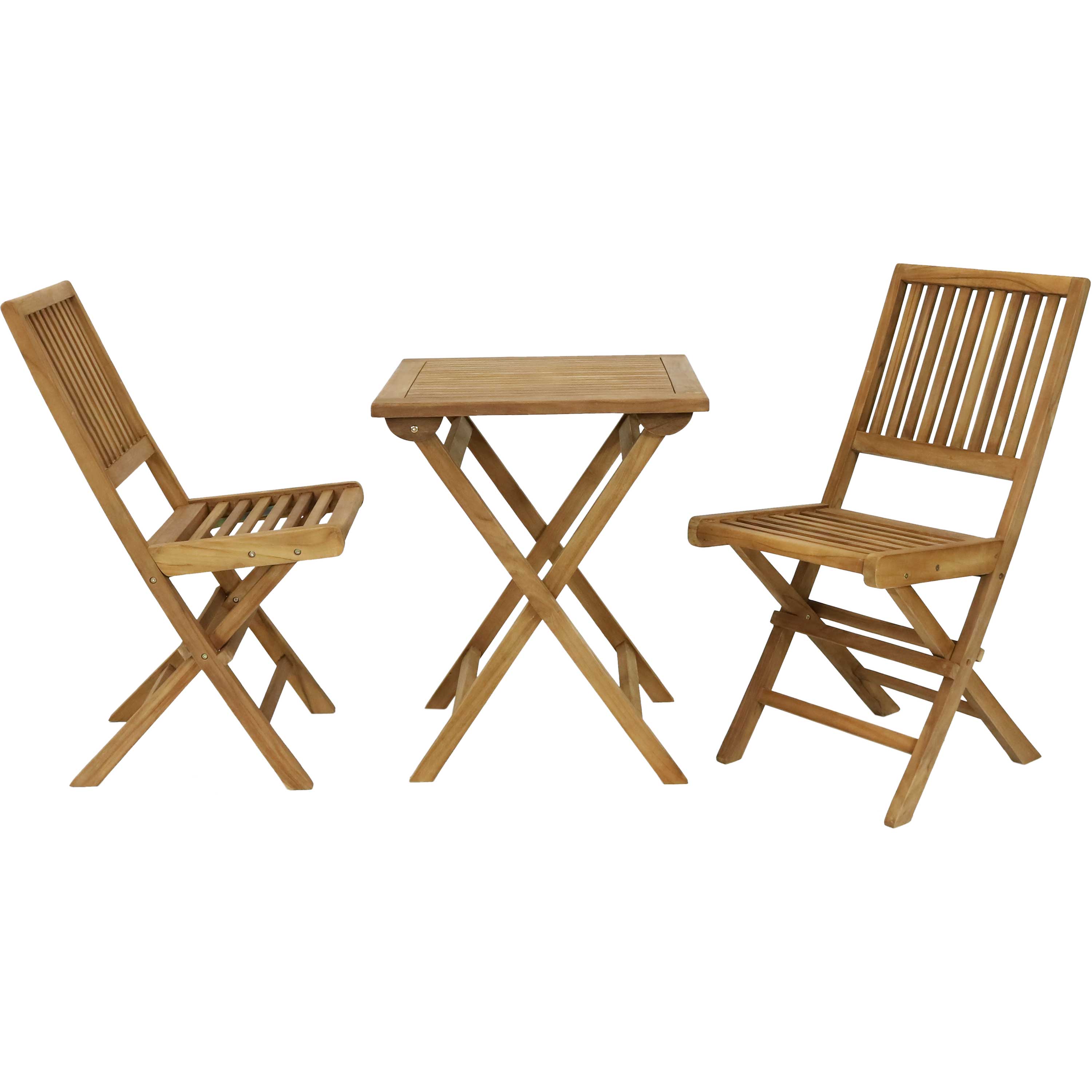 Sunnydaze Nantasket 3-Piece Outdoor Wooden Bistro Set - Patio, Garden, Balcony Furniture for Small Spaces - Perfect for Coffee, Dining & Relaxing Outdoors