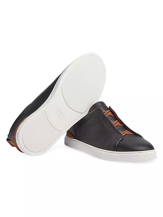 Ermenegildo Zegna Black Vici Leather Triple Stitch Dress Shoes - Premium Italian Luxury for Business & Formal Occasions