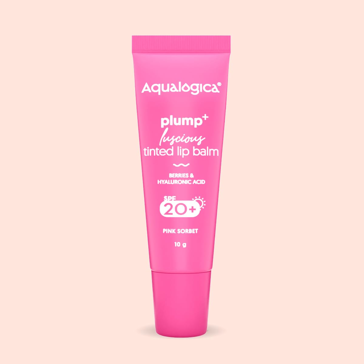 Aqualogica Pink Sorbet Plump+ Luscious Lightweight Tinted Lip Balm SPF 20 - Hydrating Lip Mask for Dry Lips, Lip Lightening Treatment for Women & Men - Perfect for Daily Moisture, Sun Protection & Natural Pink Lips (10g, 1 Count) | Great for Work, Travel & Night Care