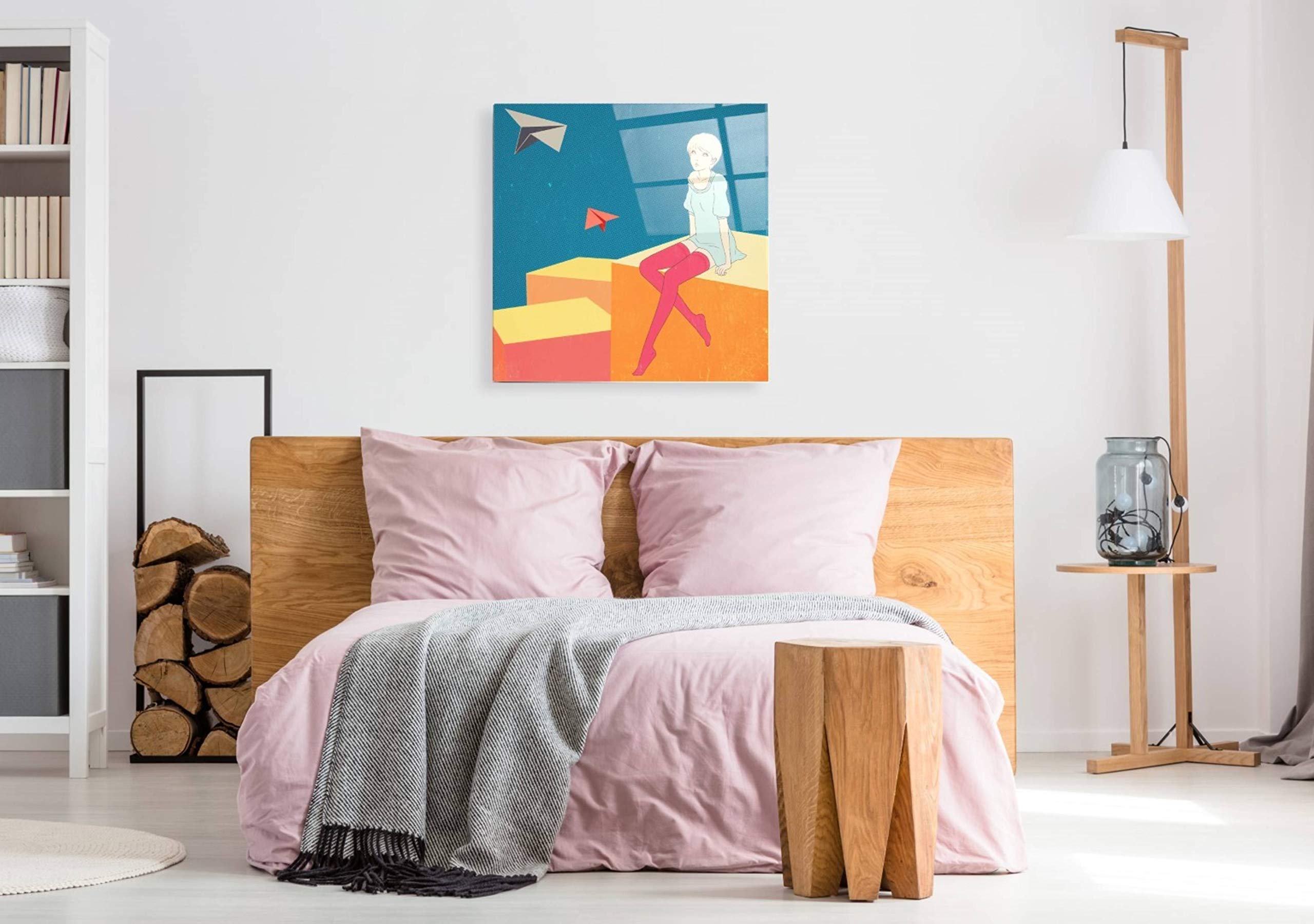 Epic Art 'Paper Airplanes' by Sai Tamiya - 36x36 Inch Acrylic Glass Wall Decor - Modern Abstract Painting for Living Room, Bedroom & Office