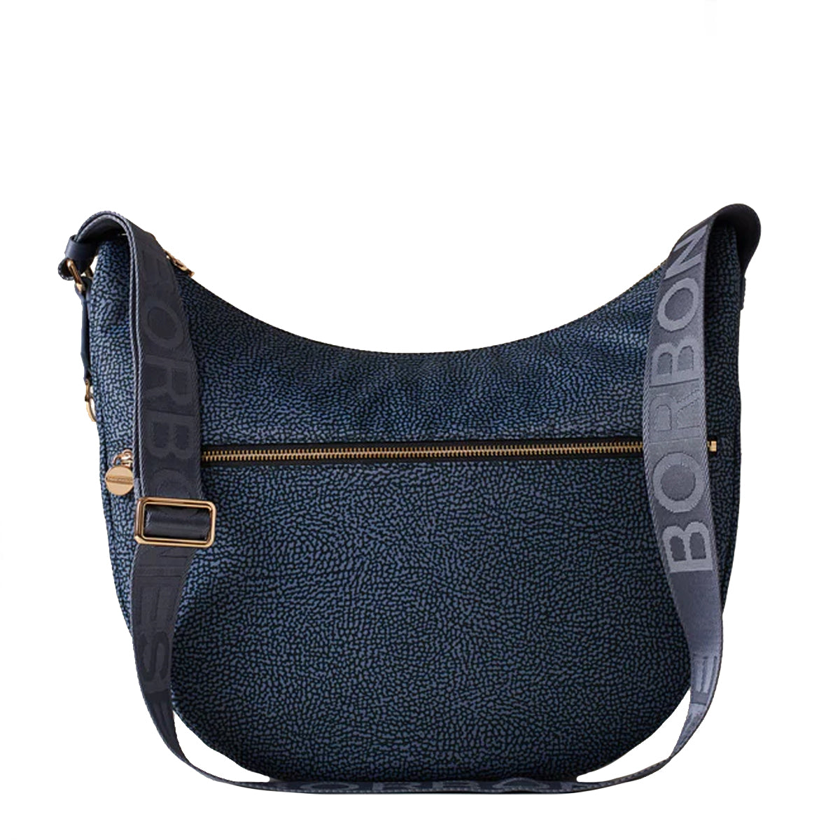 Borbonese Luna Medium Denim Recycled Nylon Crossbody Bag with Front Pocket - 934109I15 - Perfect for Work, Travel & Everyday Use