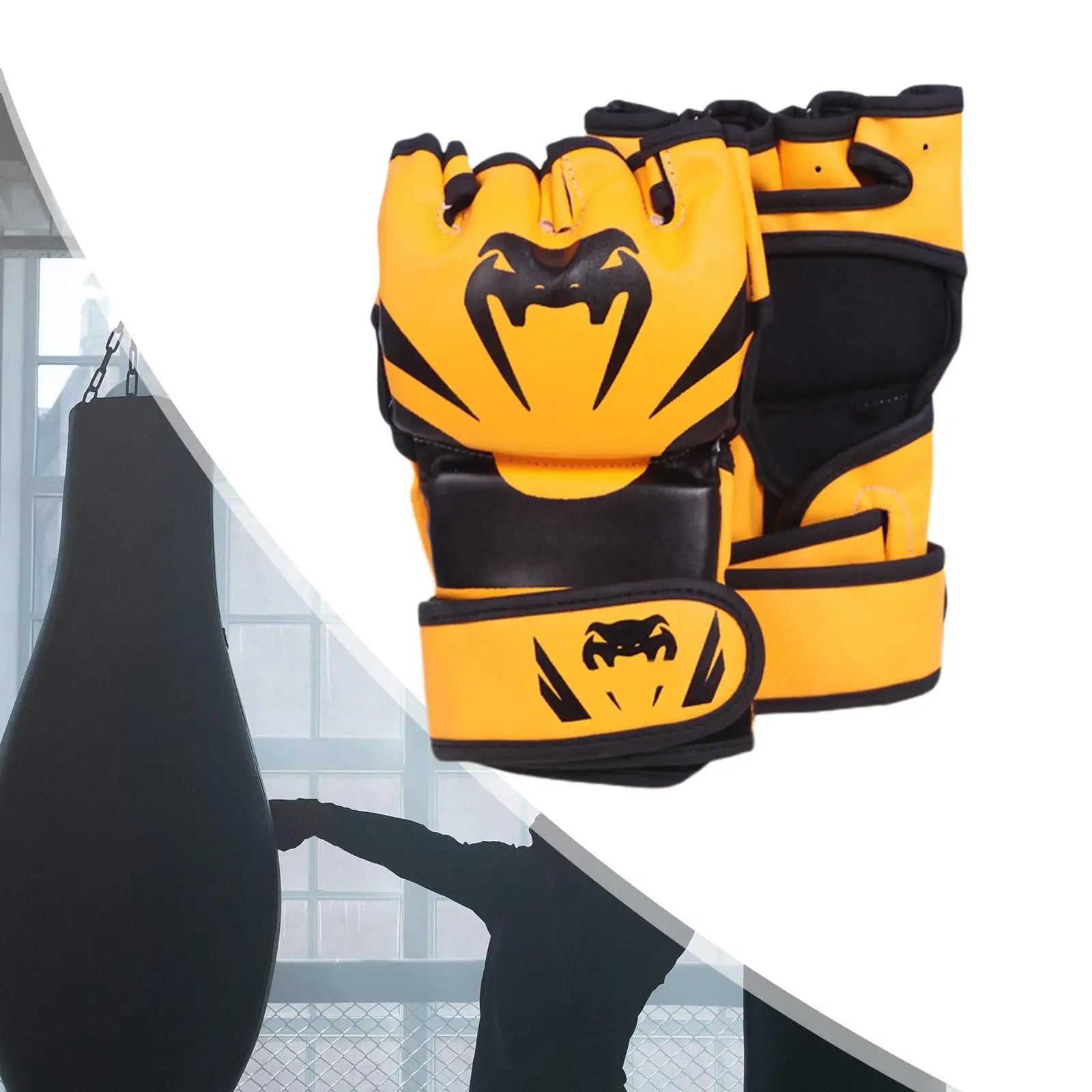 MMA Gloves Half Finger - Waterproof & Portable Punching Bag for Martial Arts Training, Boxing, MMA, Kickboxing - Ideal for Home Gym, Outdoor Practice & Combat Sports
